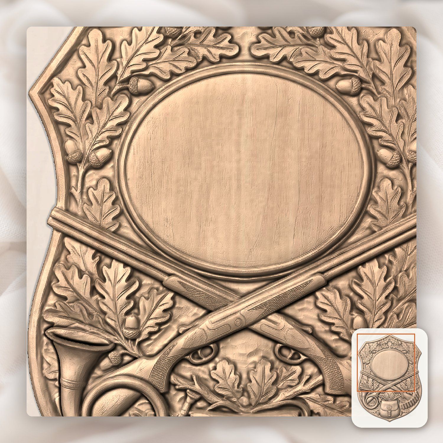 Traditional Hunting Gear Trophy Shield Full Hunt CNC Relief STL bas-relief STL — view 9