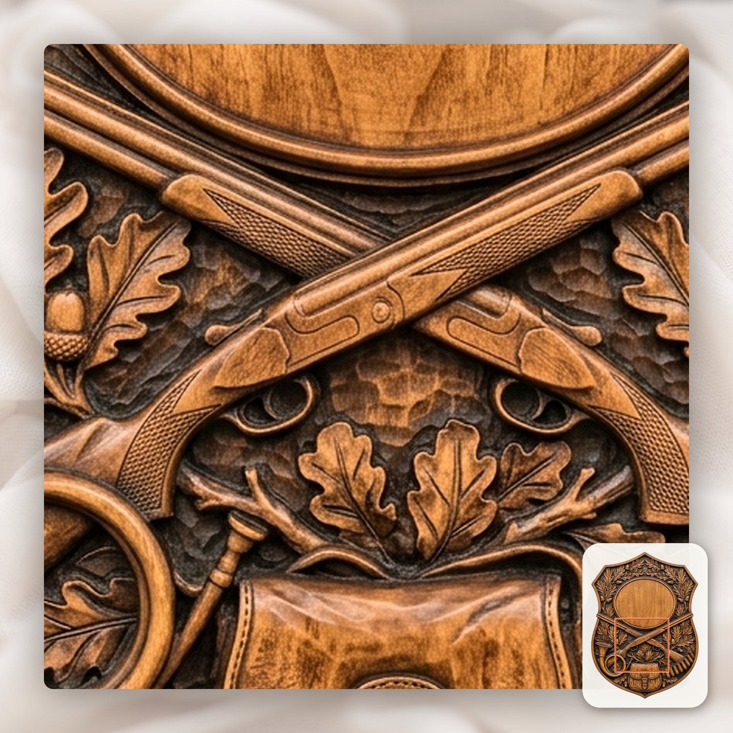 Traditional Hunting Gear Trophy Shield Full Hunt CNC Relief STL bas-relief STL — view 10