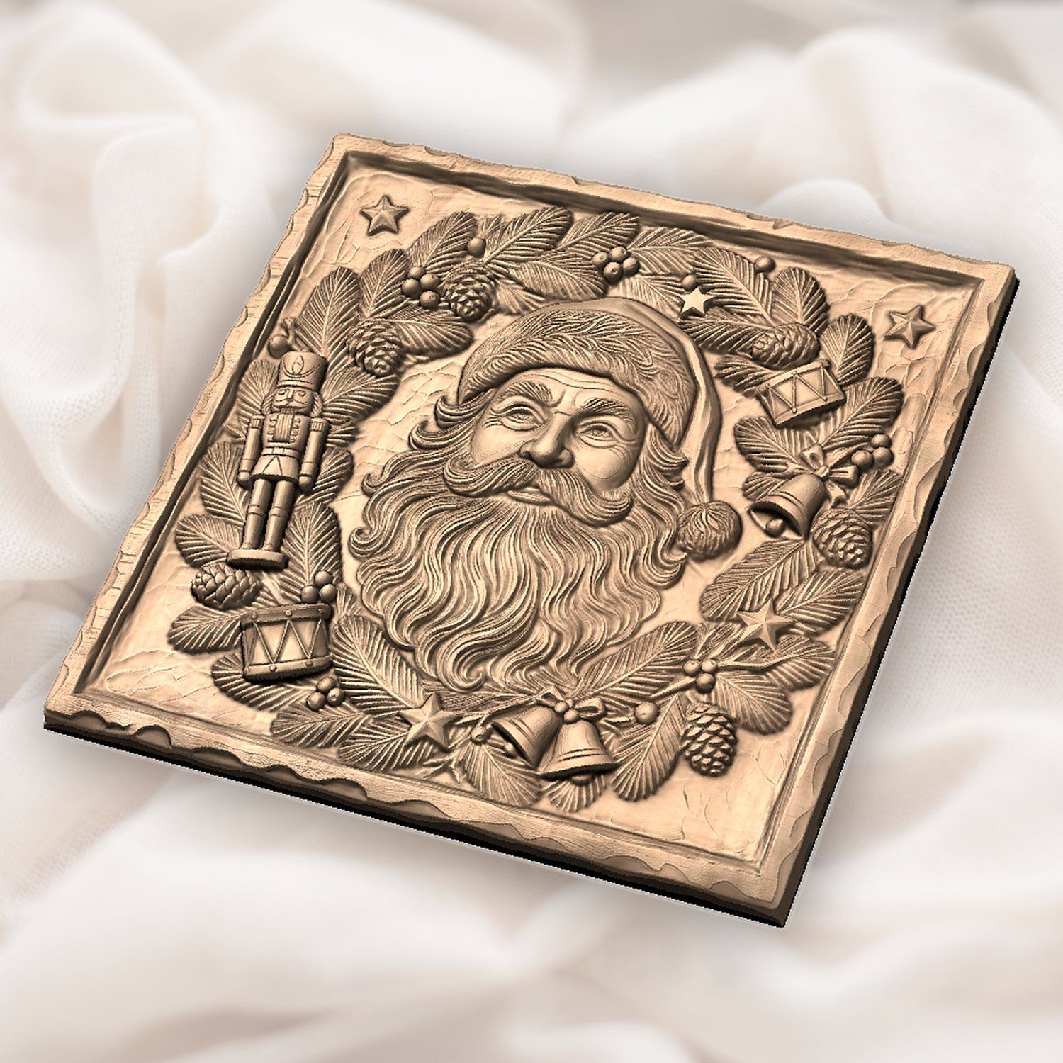 Traditional Santa Claus Wreath CNC Relief STL bas-relief STL — view 5
