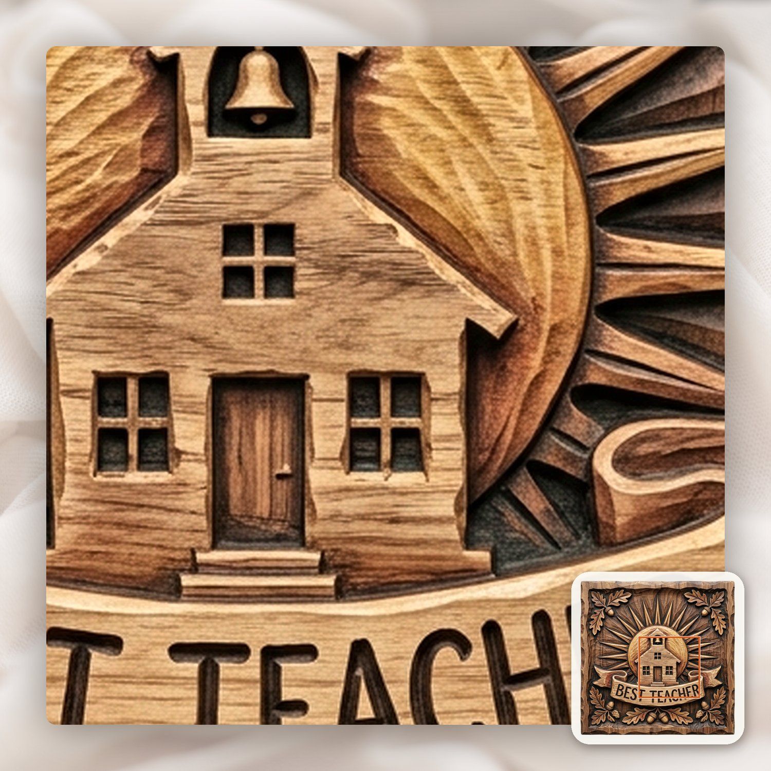 Traditional Schoolhouse Teacher Appreciation Gift CNC Relief STL bas-relief STL — view 12