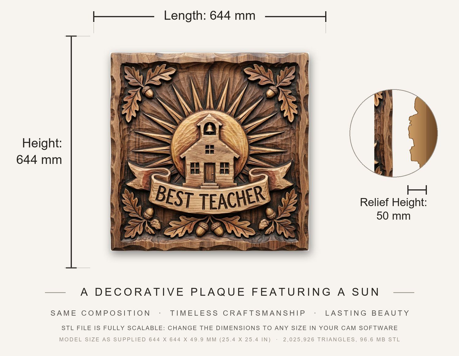 Traditional Schoolhouse Teacher Appreciation Gift CNC Relief STL bas-relief STL — view 3