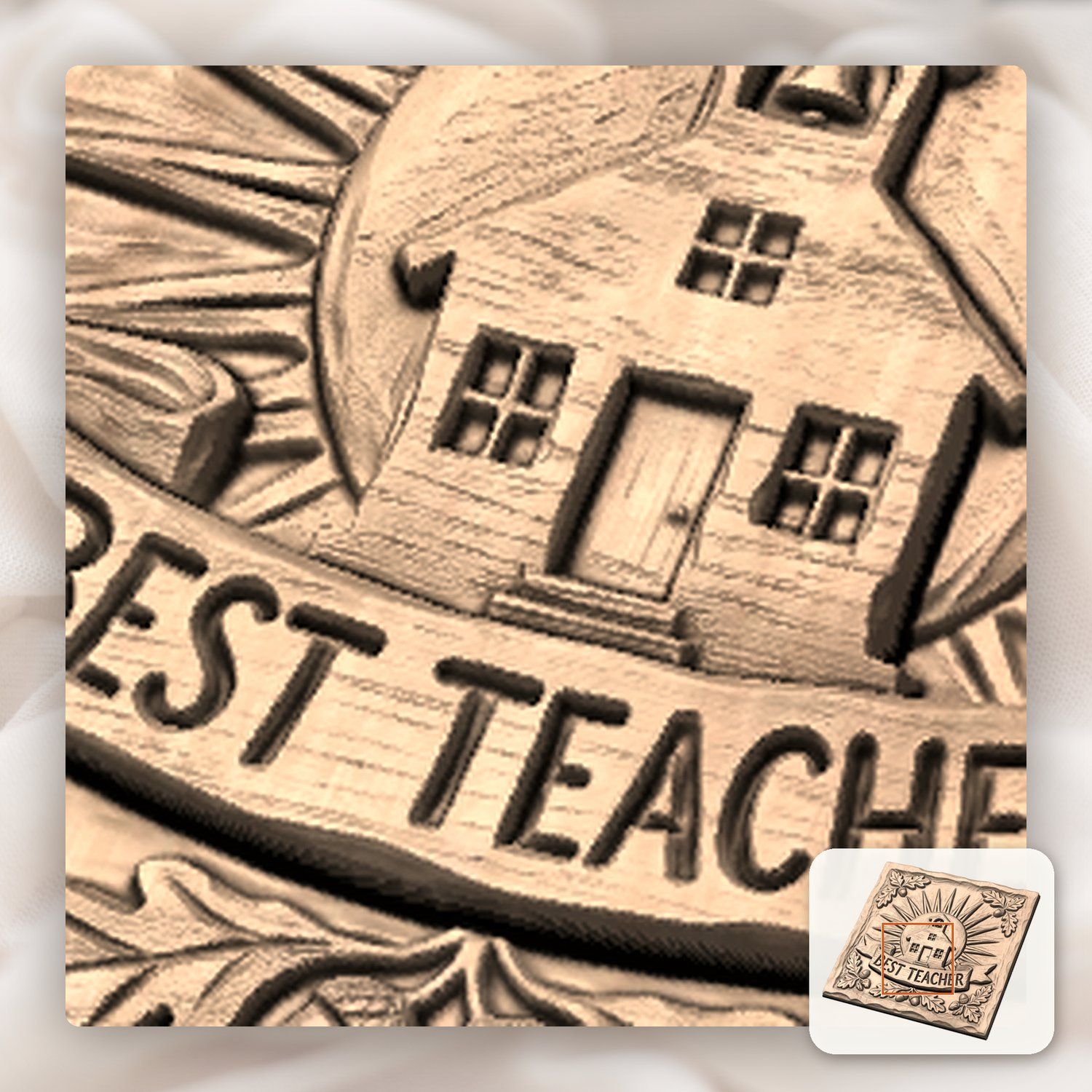 Traditional Schoolhouse Teacher Appreciation Gift CNC Relief STL bas-relief STL — view 9