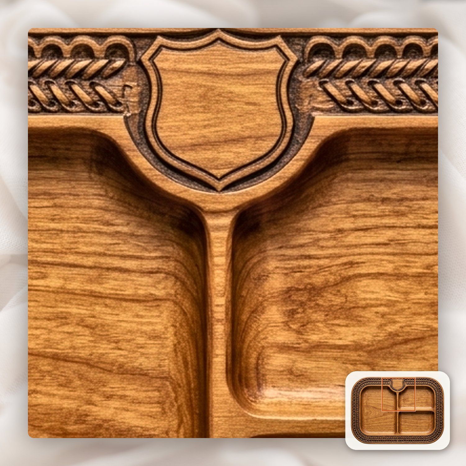 Valet Tray Shield Border CNC Relief STL bas-relief STL — view 10