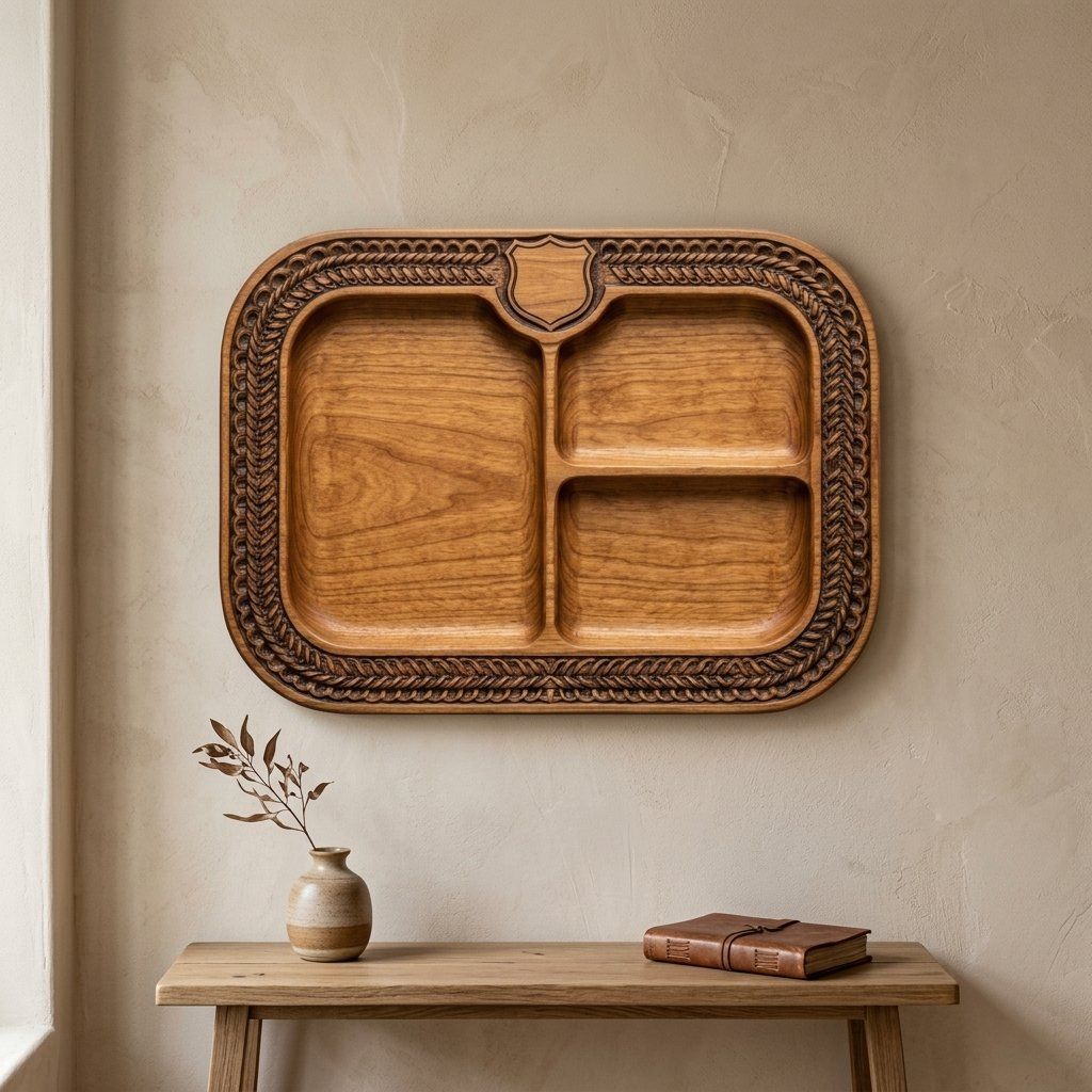 Valet Tray Shield Border CNC Relief STL bas-relief STL — view 14