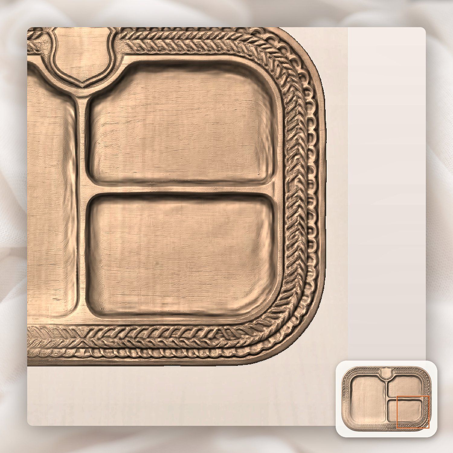 Valet Tray Shield Border CNC Relief STL bas-relief STL — view 5