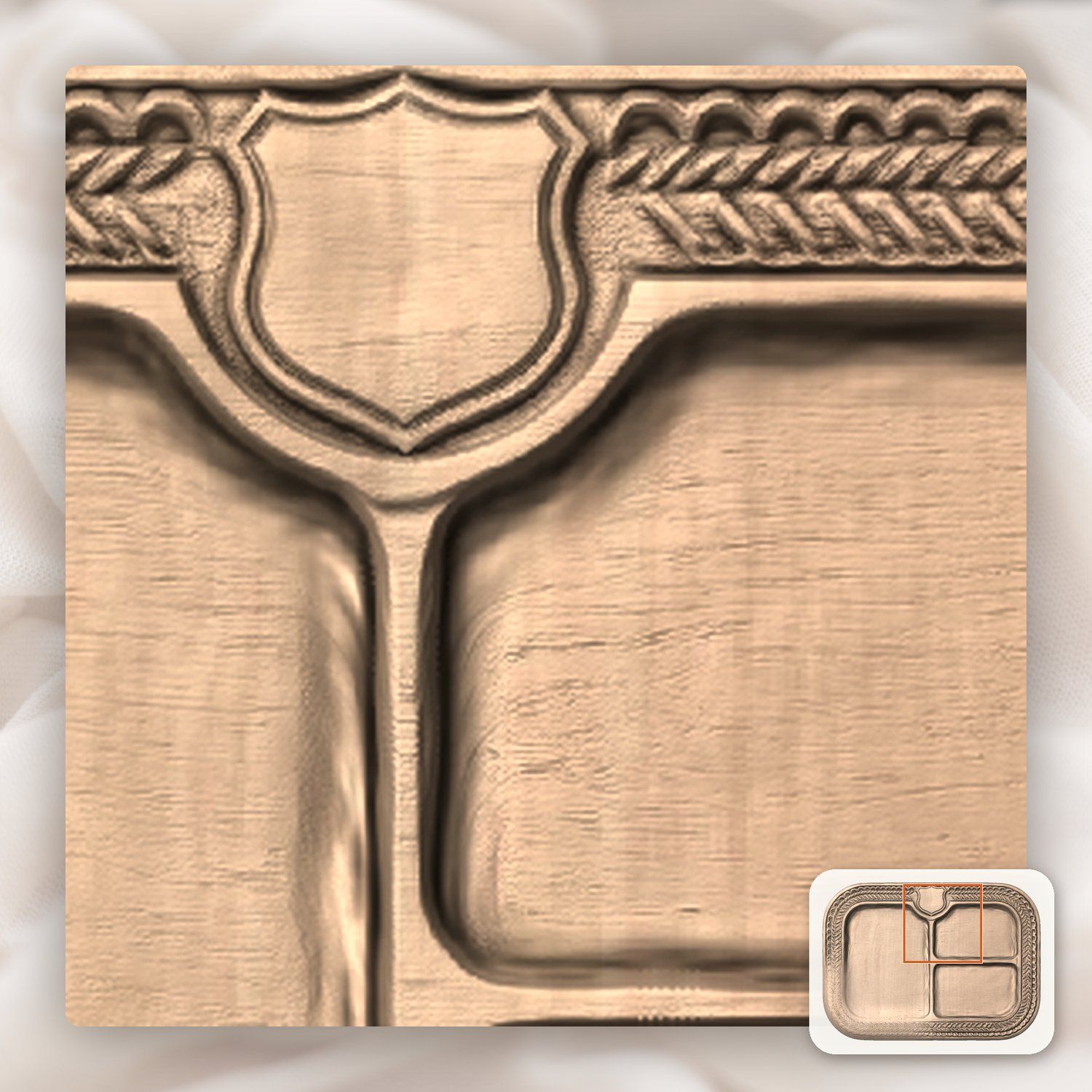 Valet Tray Shield Border CNC Relief STL bas-relief STL — view 7