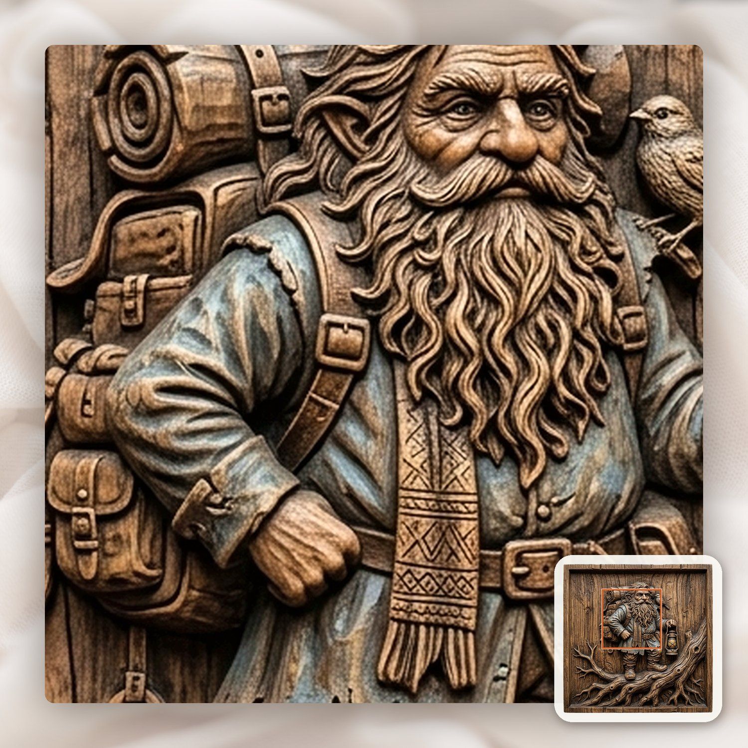 Traveler Forest Gnome Adventurer CNC Relief STL bas-relief STL — view 10