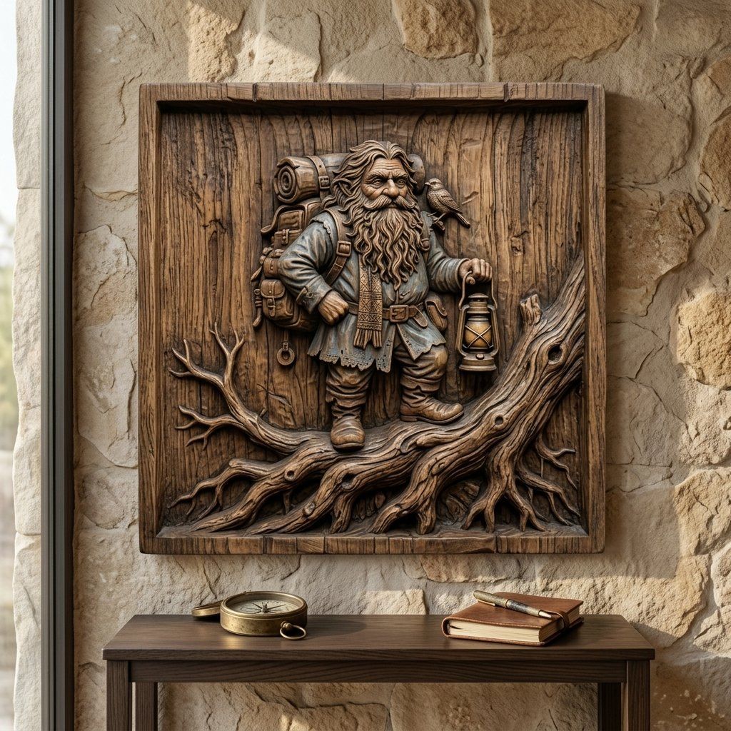 Traveler Forest Gnome Adventurer CNC Relief STL bas-relief STL — view 12