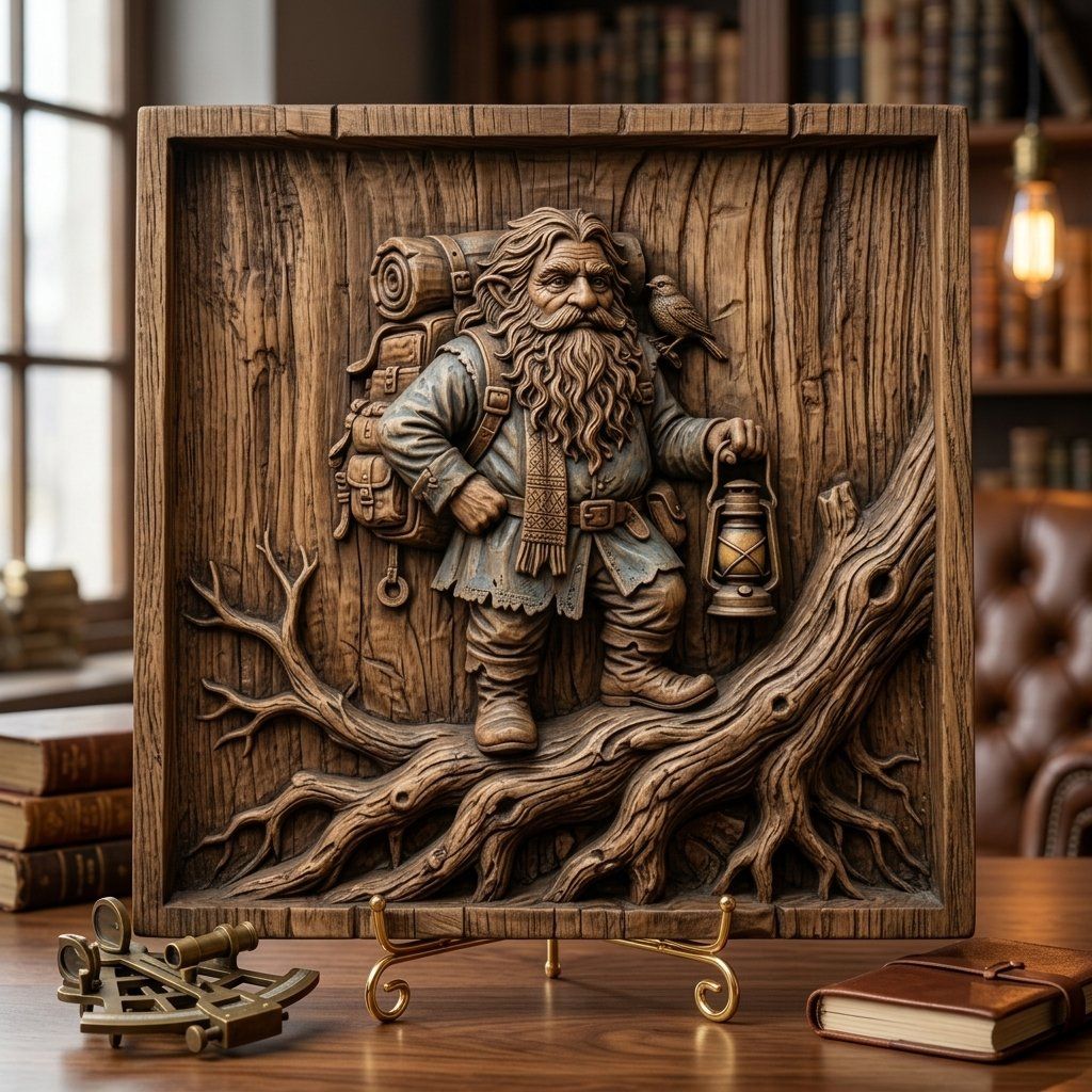 Traveler Forest Gnome Adventurer CNC Relief STL bas-relief STL — view 13