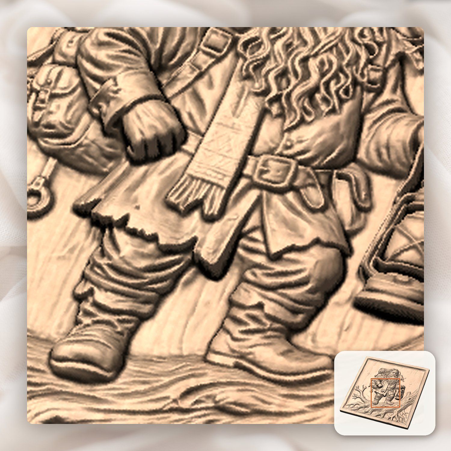 Traveler Forest Gnome Adventurer CNC Relief STL bas-relief STL — view 8