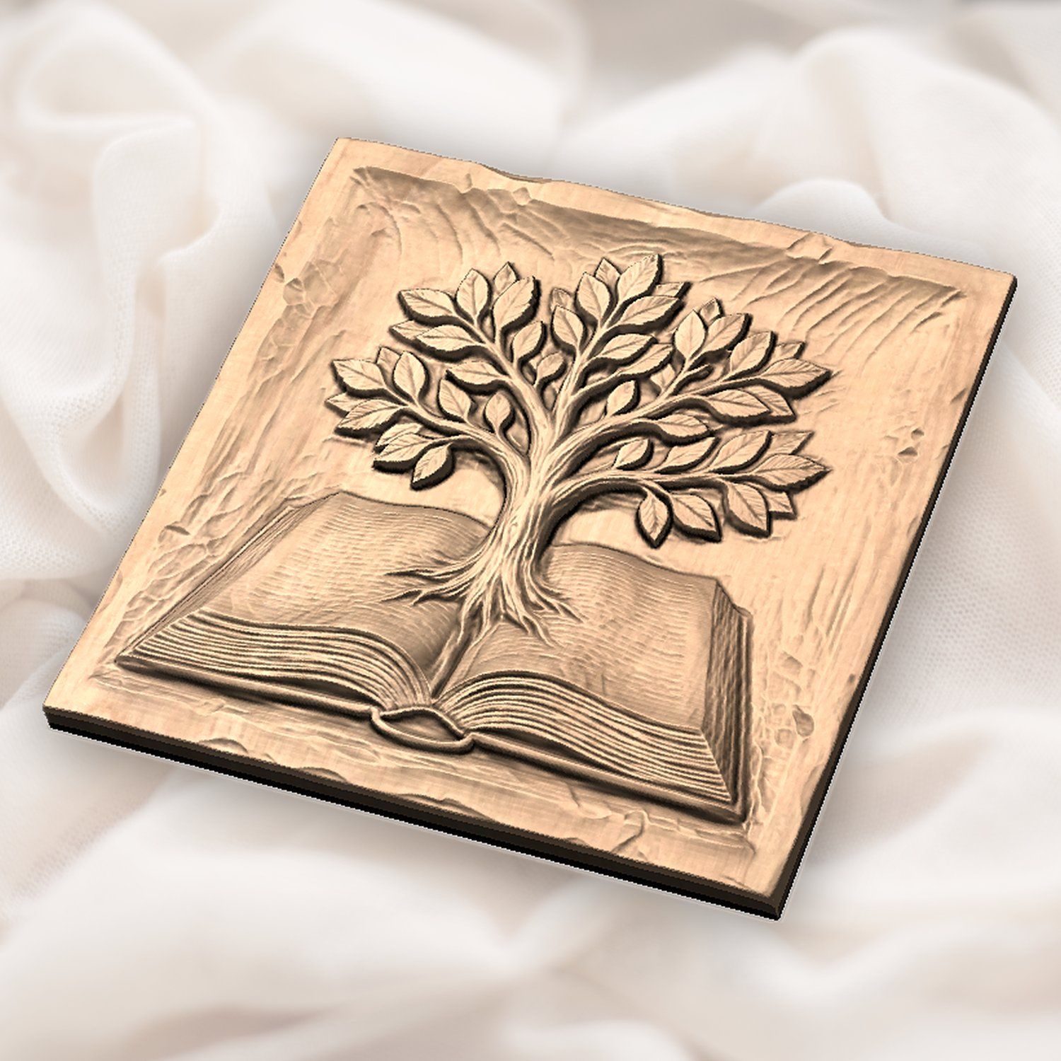 Tree of Knowledge Wisdom Book Wood Carving CNC Relief STL bas-relief STL — view 5