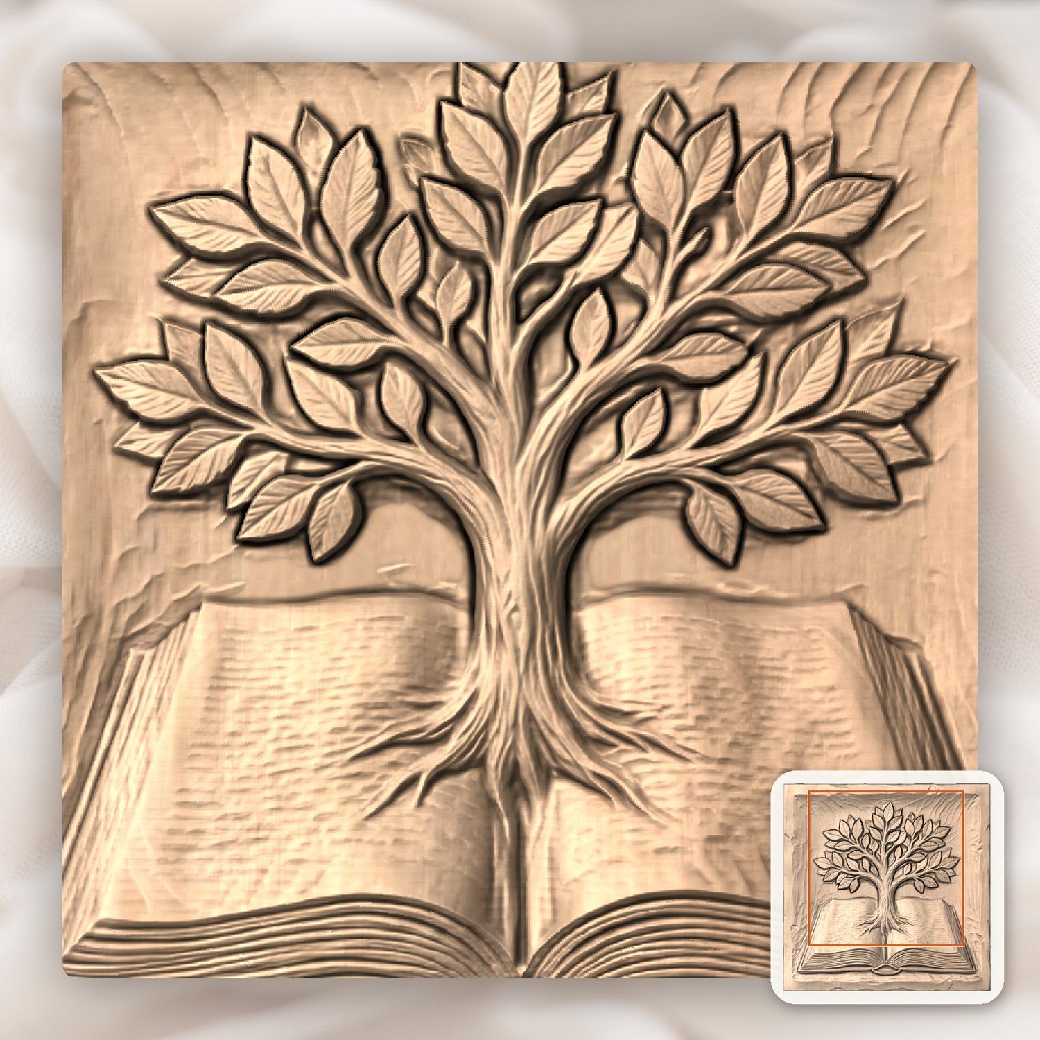 Tree of Knowledge Wisdom Book Wood Carving CNC Relief STL bas-relief STL — view 6