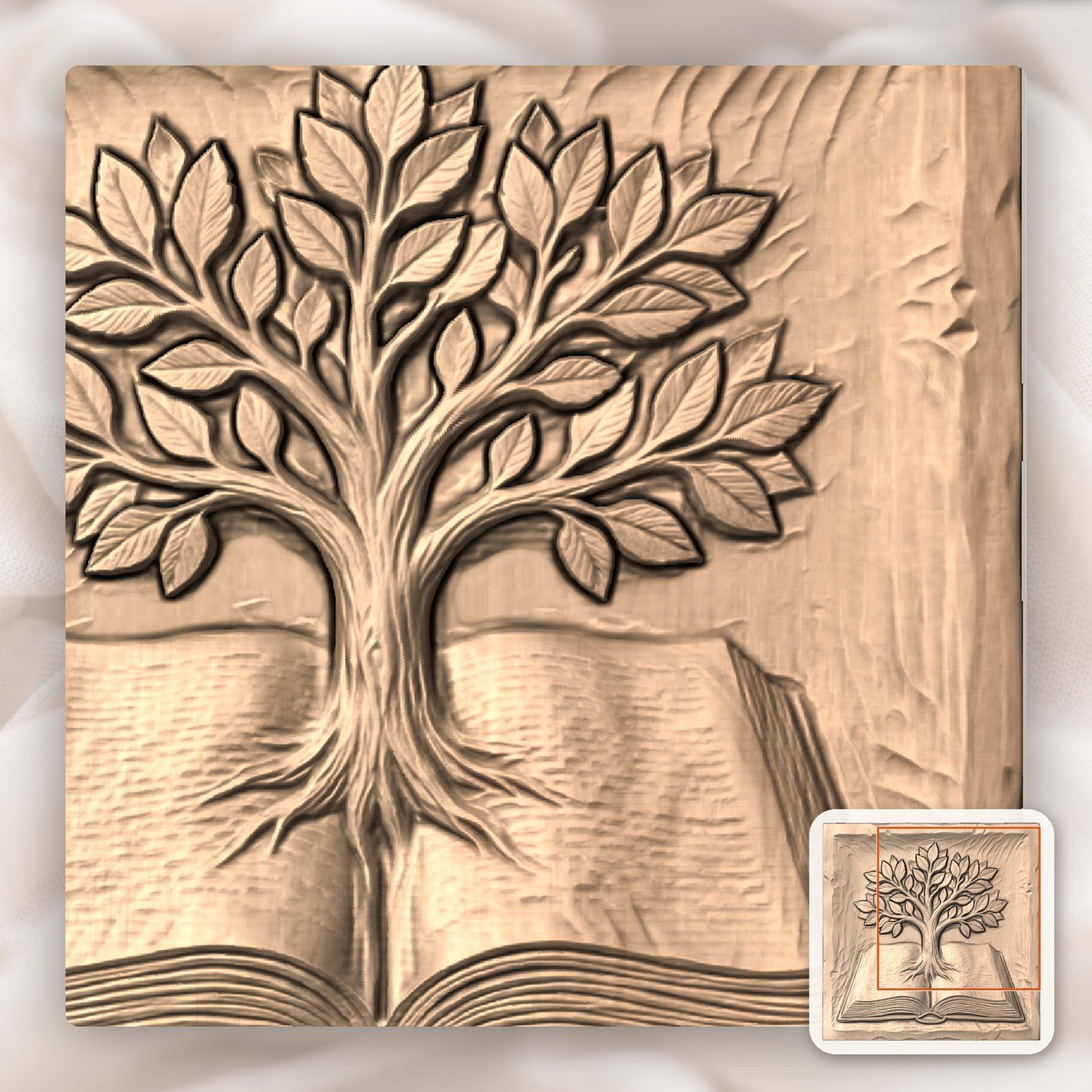 Tree of Knowledge Wisdom Book Wood Carving CNC Relief STL bas-relief STL — view 8