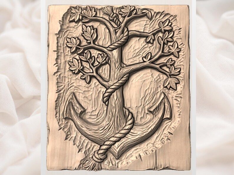 Tree of Life Anchor Bas-Relief STL for CNC and 3D Print bas-relief STL — view 2