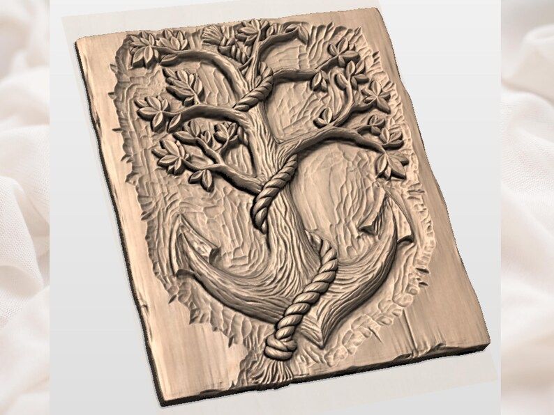 Tree of Life Anchor Bas-Relief STL for CNC and 3D Print bas-relief STL — view 3