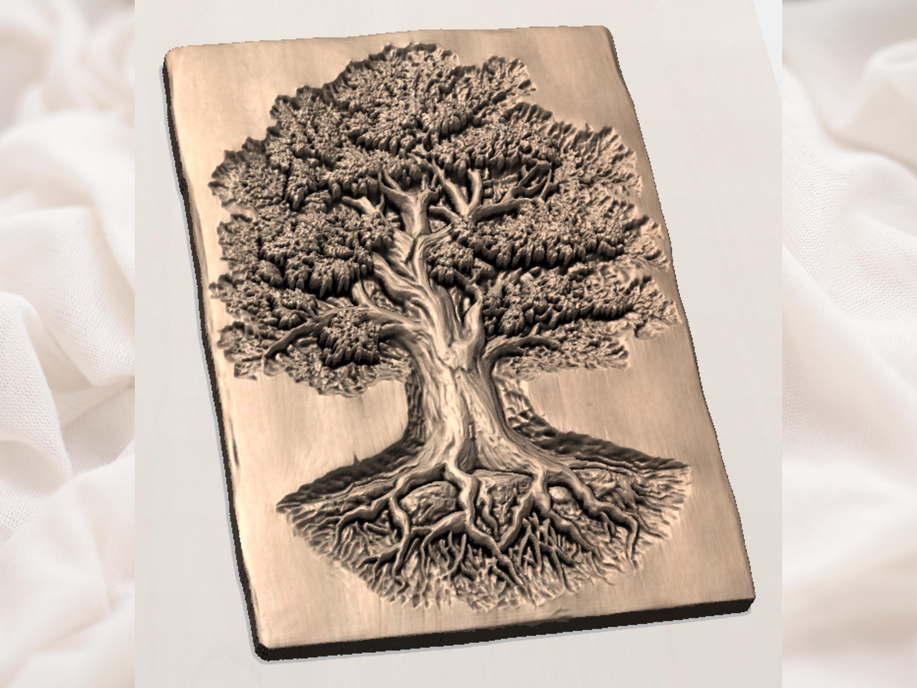 Tree of Life Bas-Relief STL with Spreading Roots and Canopy bas-relief STL — view 2