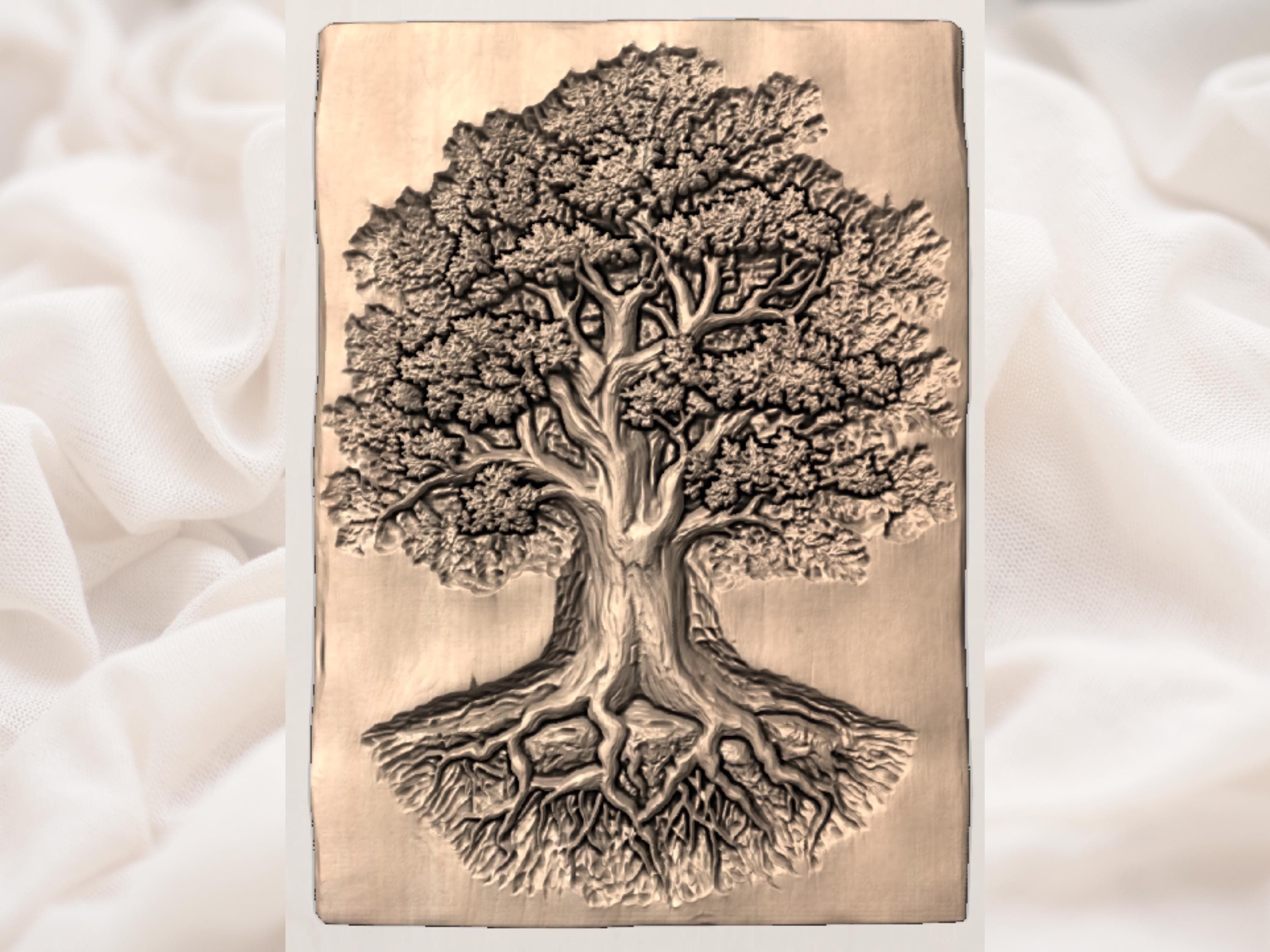 Tree of Life Bas-Relief STL with Spreading Roots and Canopy bas-relief STL — view 3