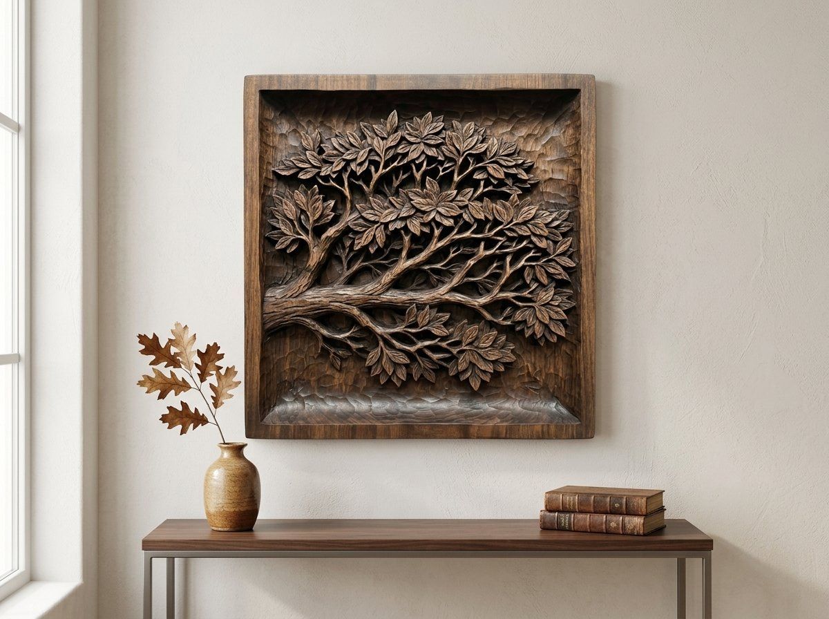 Tree of Life Bough Decorative Panel CNC Relief STL bas-relief STL — view 13