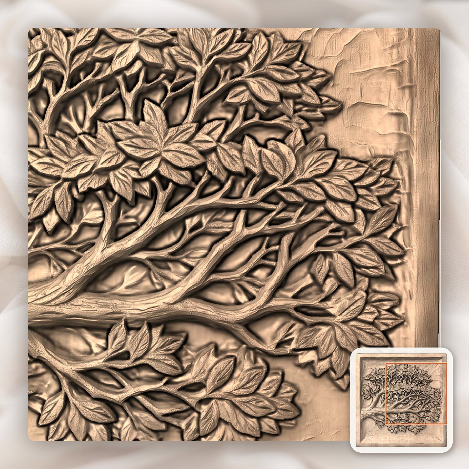 Tree of Life Bough Decorative Panel CNC Relief STL bas-relief STL — view 10