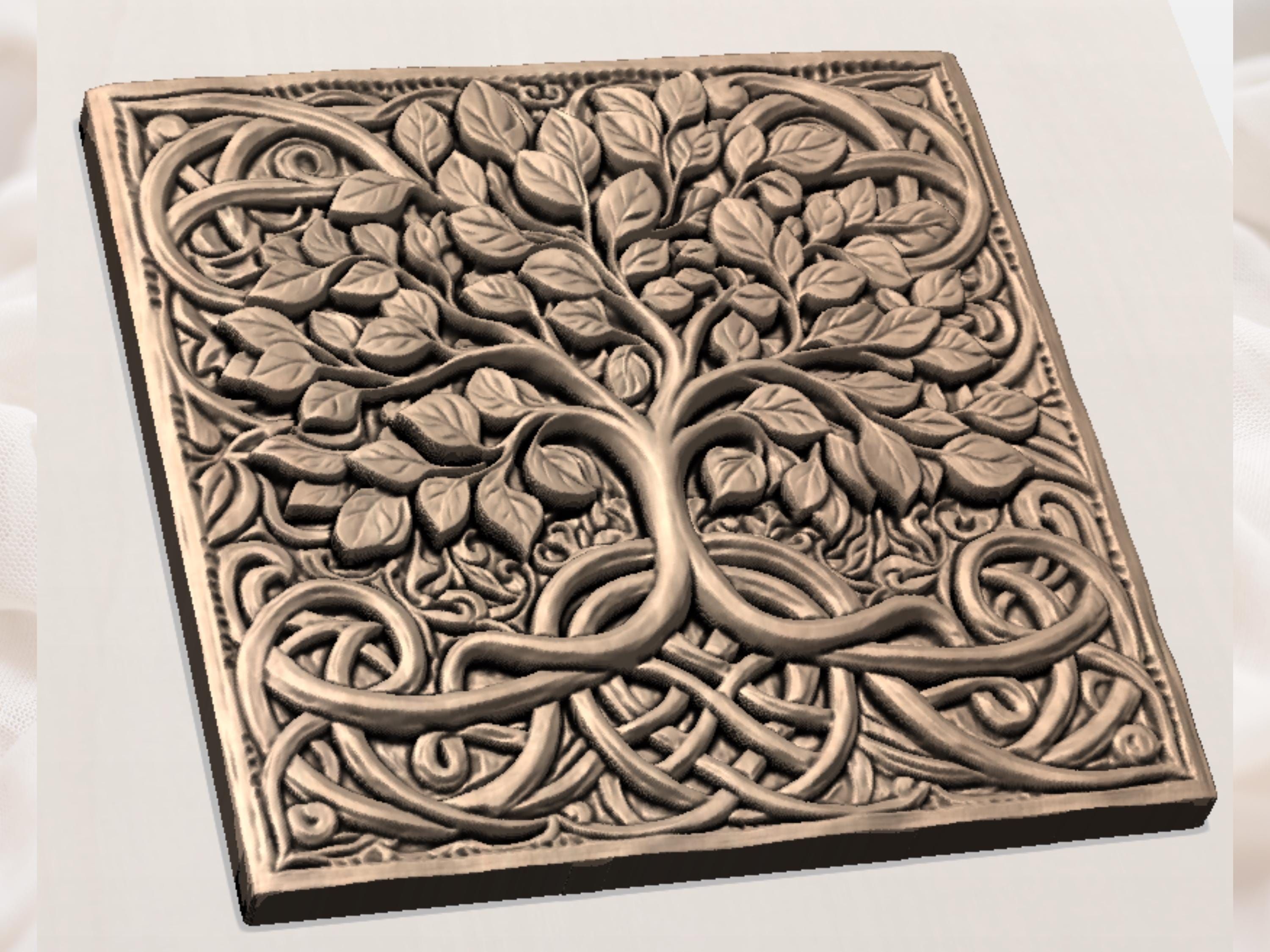 Celtic Tree of Life with Knotwork Roots Bas-Relief STL bas-relief STL — view 3