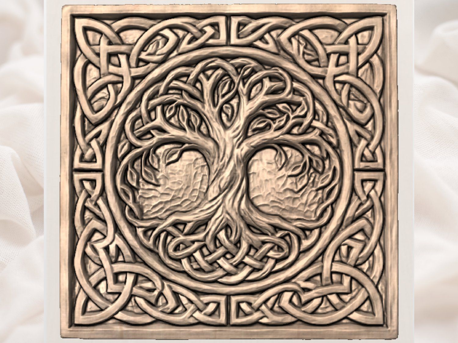 Tree of Life Celtic Wall Art bas-relief STL — view 3