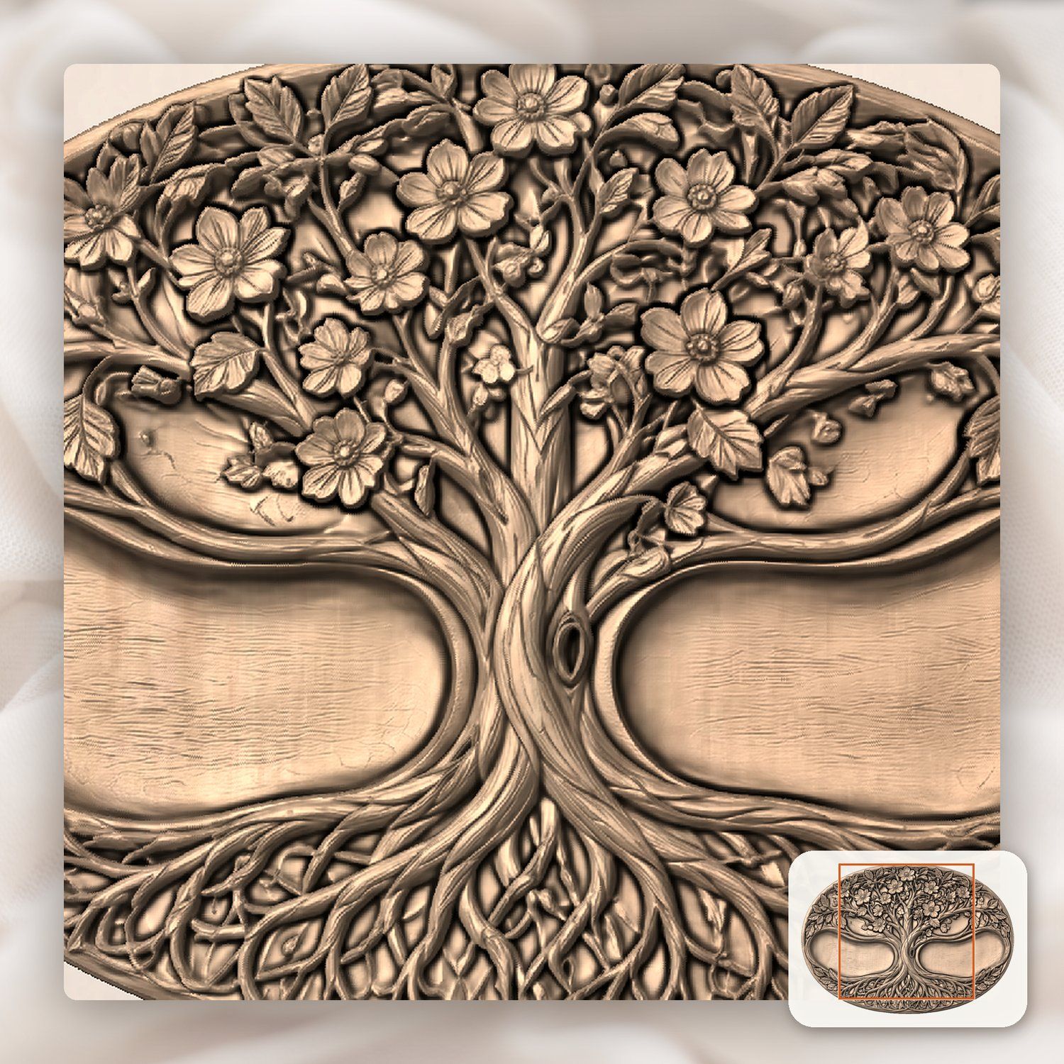Tree of Life Floral Roots CNC Relief STL bas-relief STL — view 6