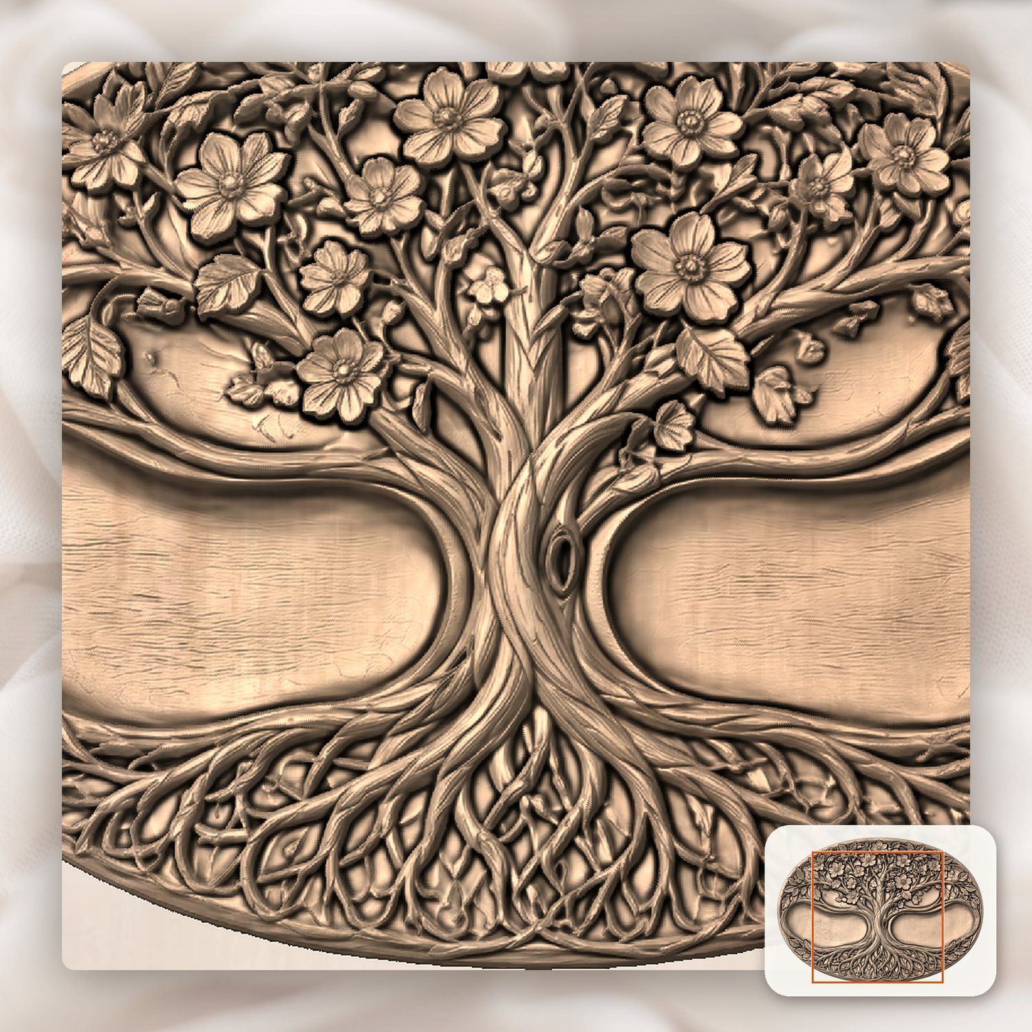 Tree of Life Floral Roots CNC Relief STL bas-relief STL — view 7