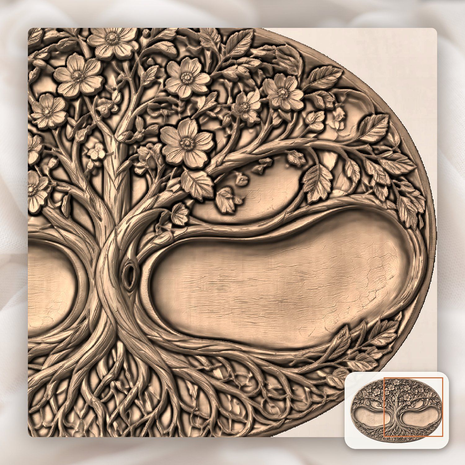 Tree of Life Floral Roots CNC Relief STL bas-relief STL — view 8