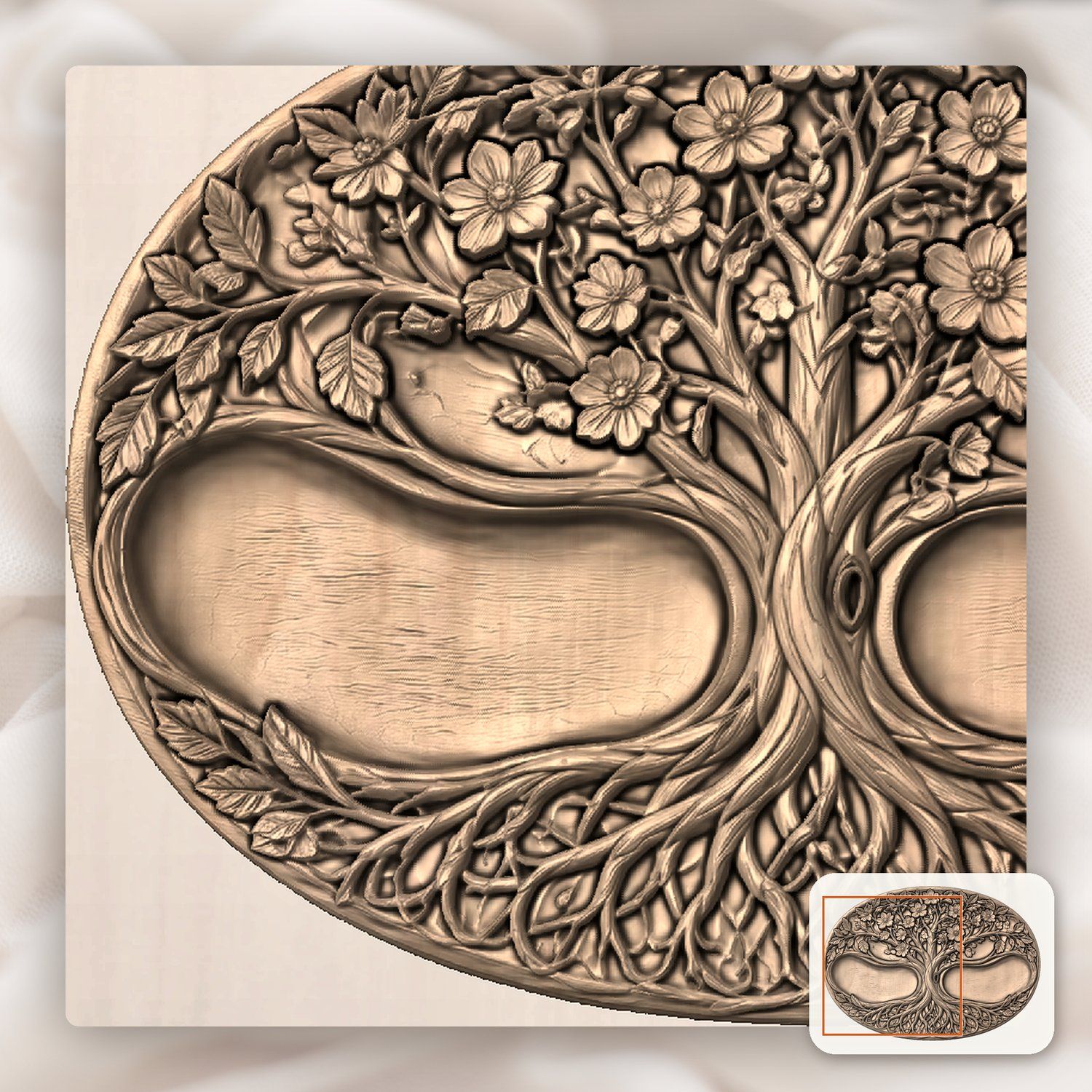 Tree of Life Floral Roots CNC Relief STL bas-relief STL — view 9