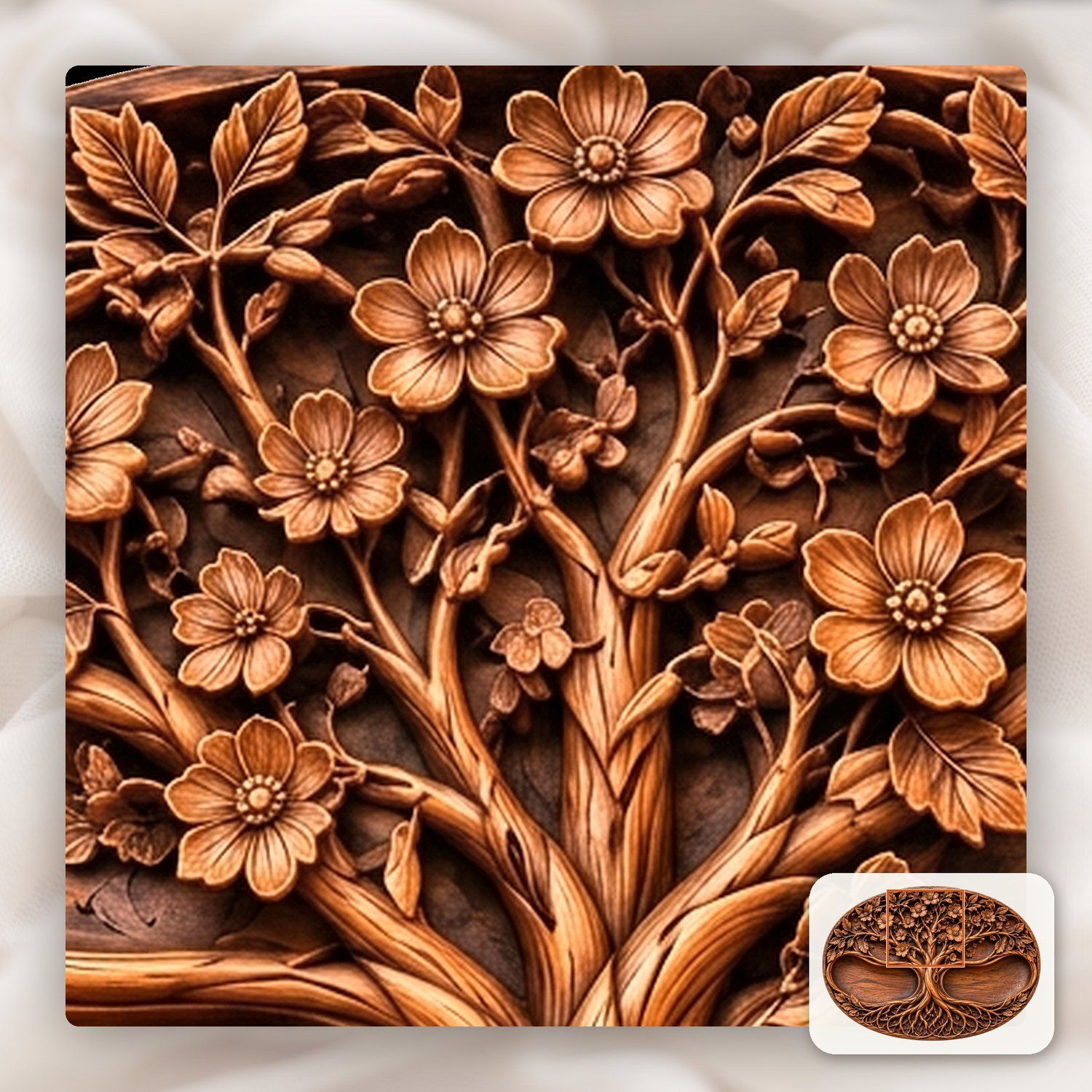 Tree of Life Floral Roots CNC Relief STL bas-relief STL — view 10