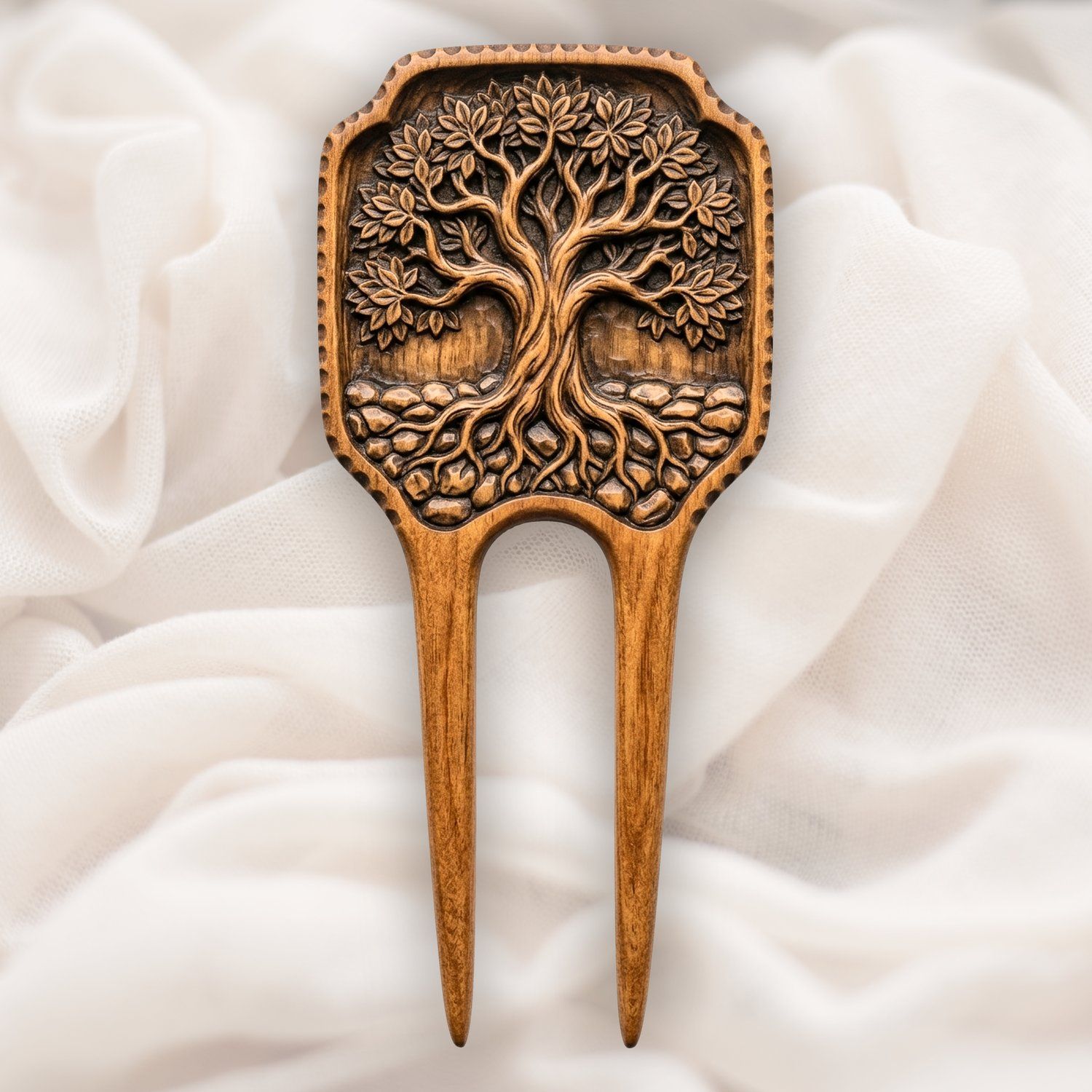 Tree of Life Hair Fork CNC Relief STL bas-relief STL — view 4