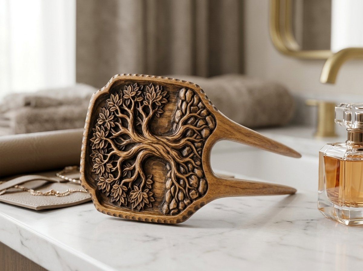 Tree of Life Hair Fork CNC Relief STL bas-relief STL — view 12
