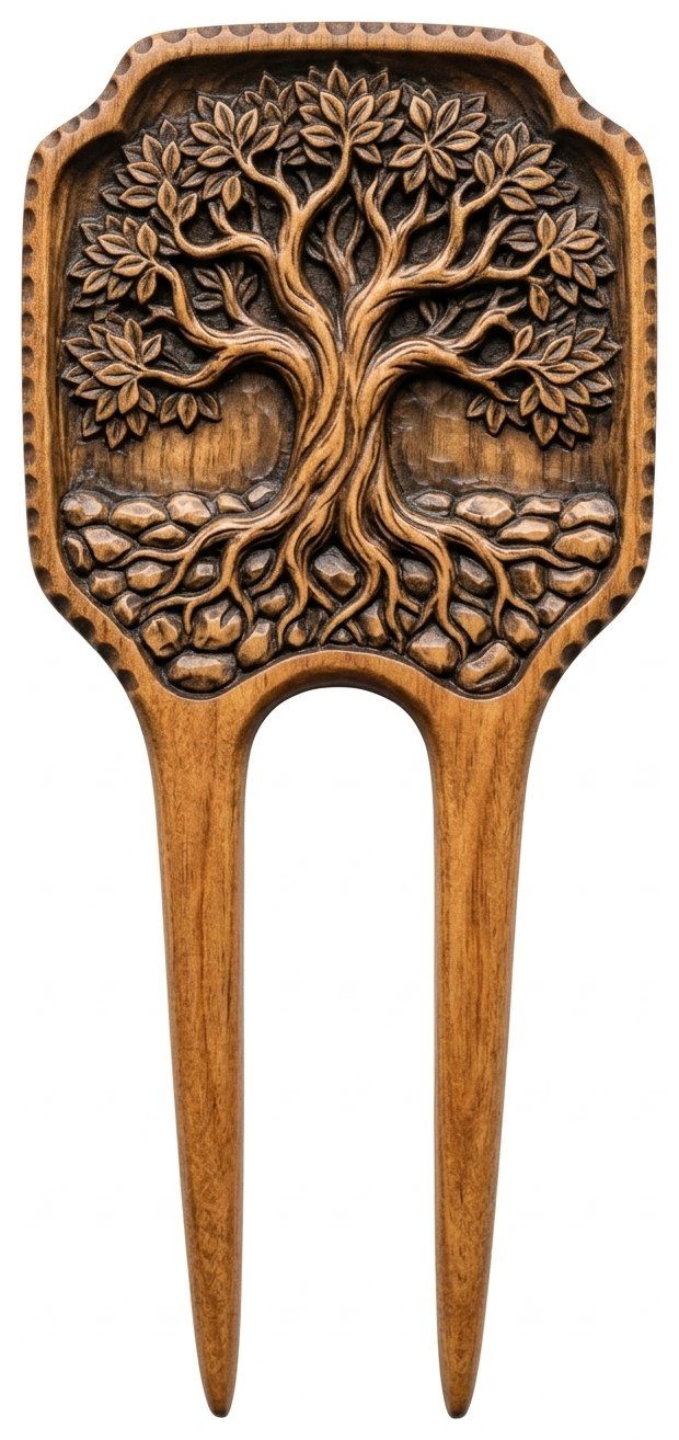 Tree of Life Hair Fork CNC Relief STL bas-relief STL — view 9