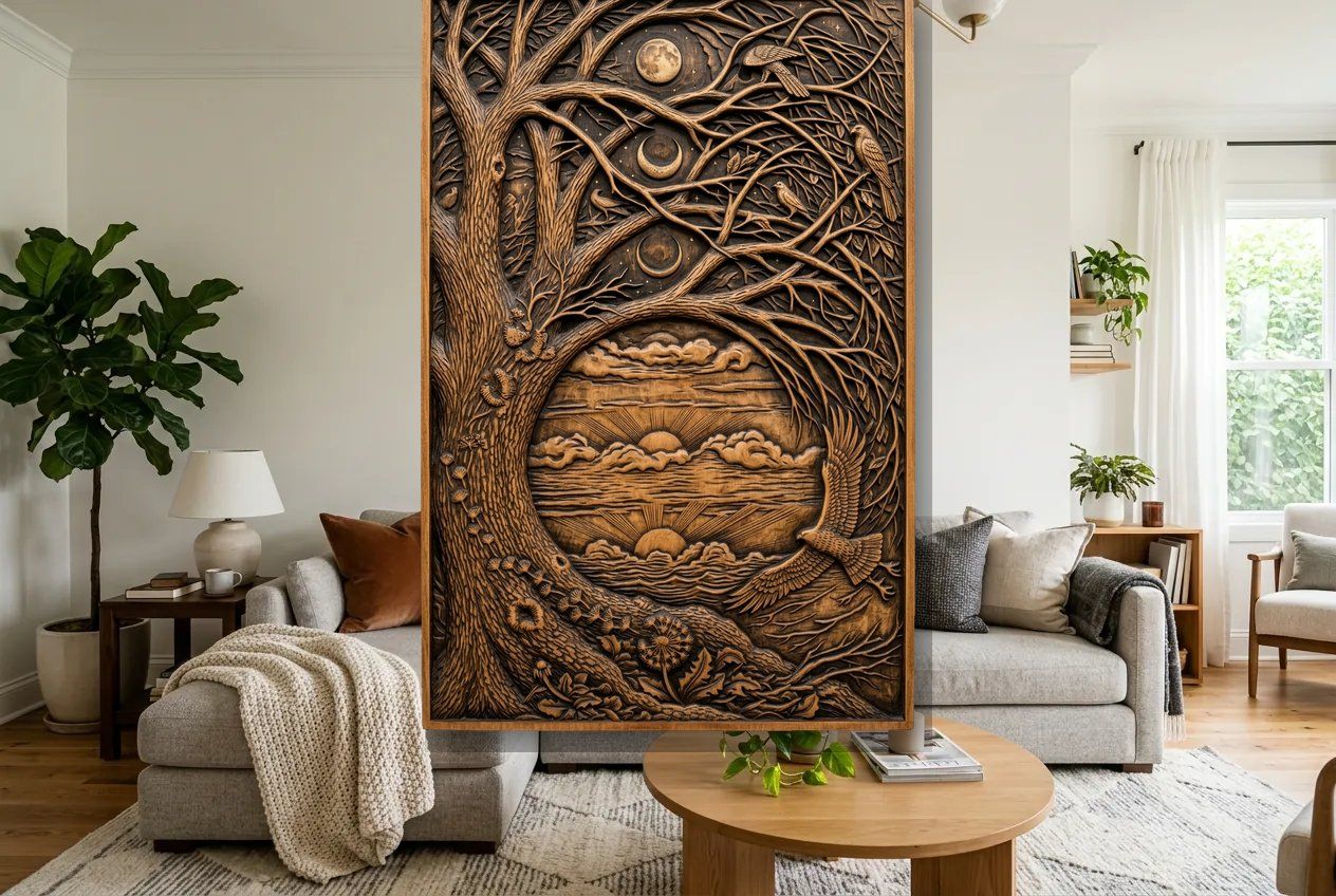 Yggdrasil Tree of Life Moon Phases Nature CNC Relief STL bas-relief STL — view 15