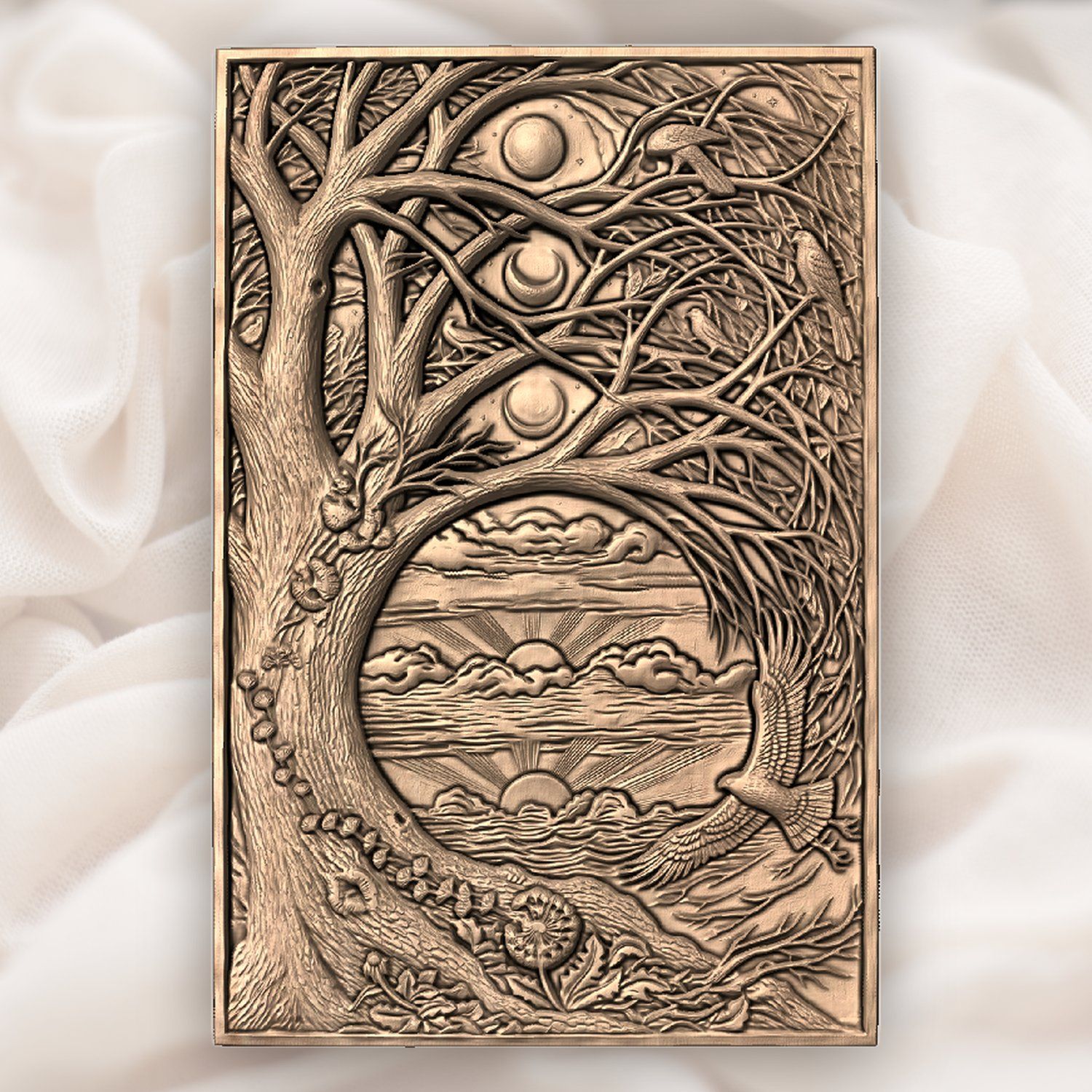 Yggdrasil Tree of Life Moon Phases Nature CNC Relief STL bas-relief STL — view 5