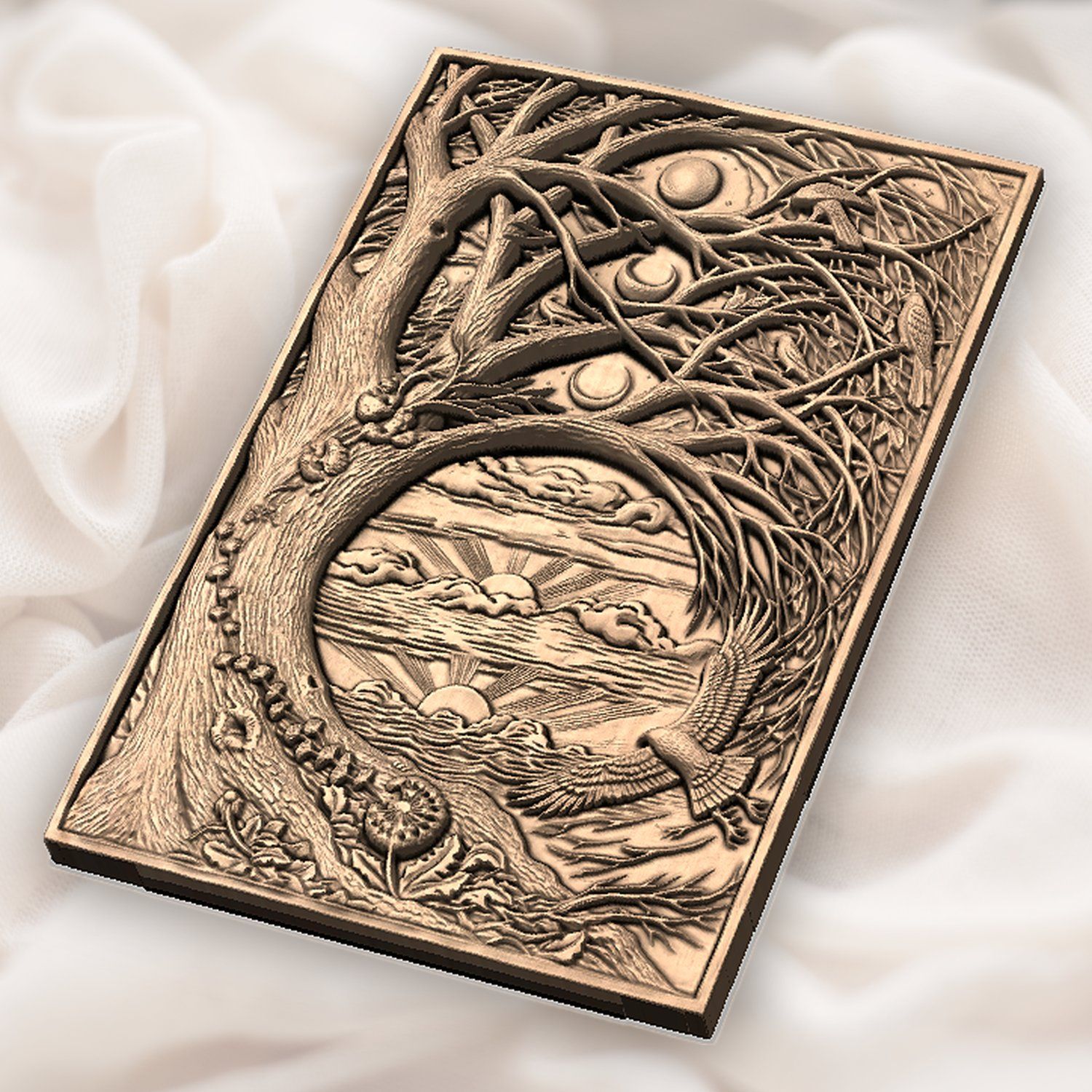 Yggdrasil Tree of Life Moon Phases Nature CNC Relief STL bas-relief STL — view 6
