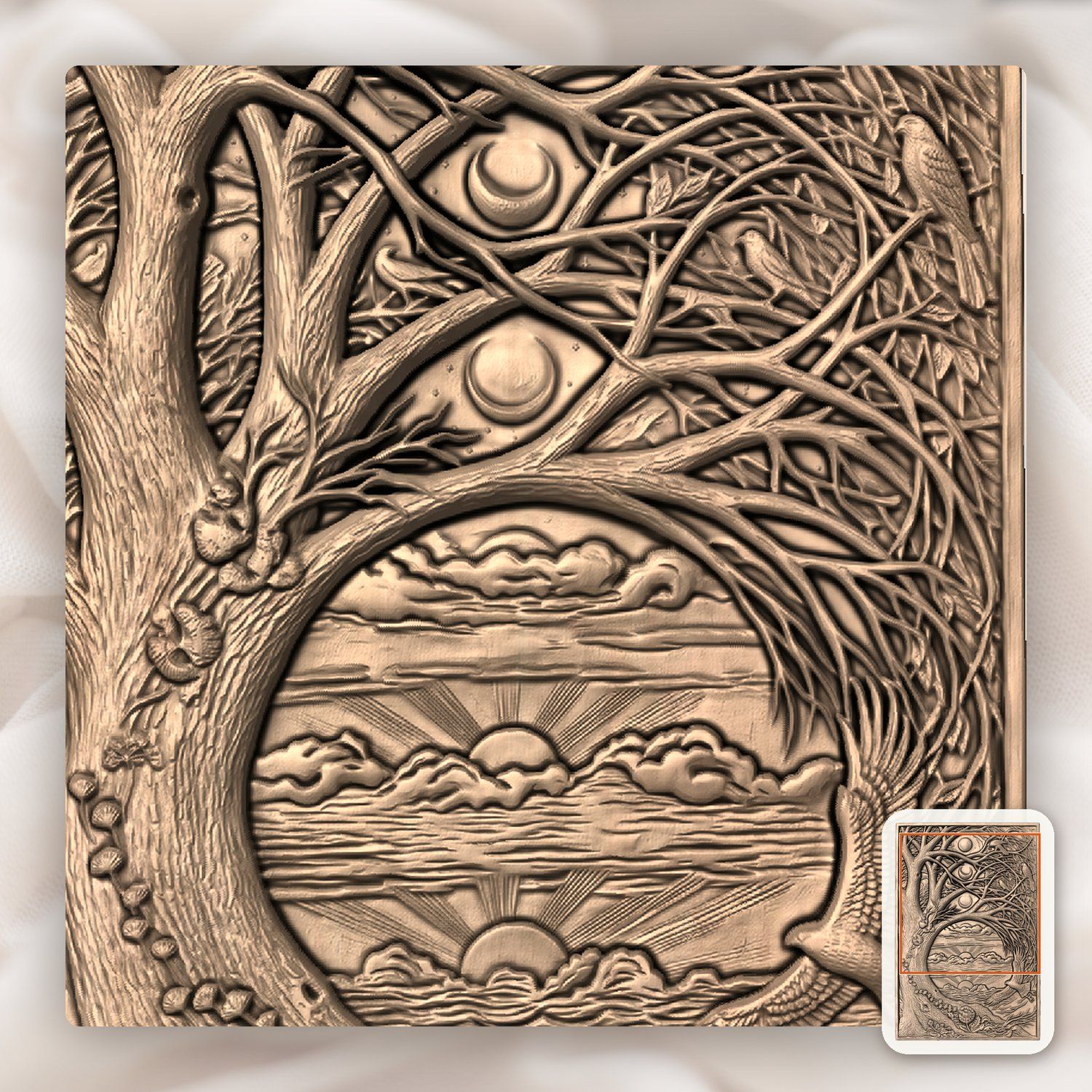 Yggdrasil Tree of Life Moon Phases Nature CNC Relief STL bas-relief STL — view 7