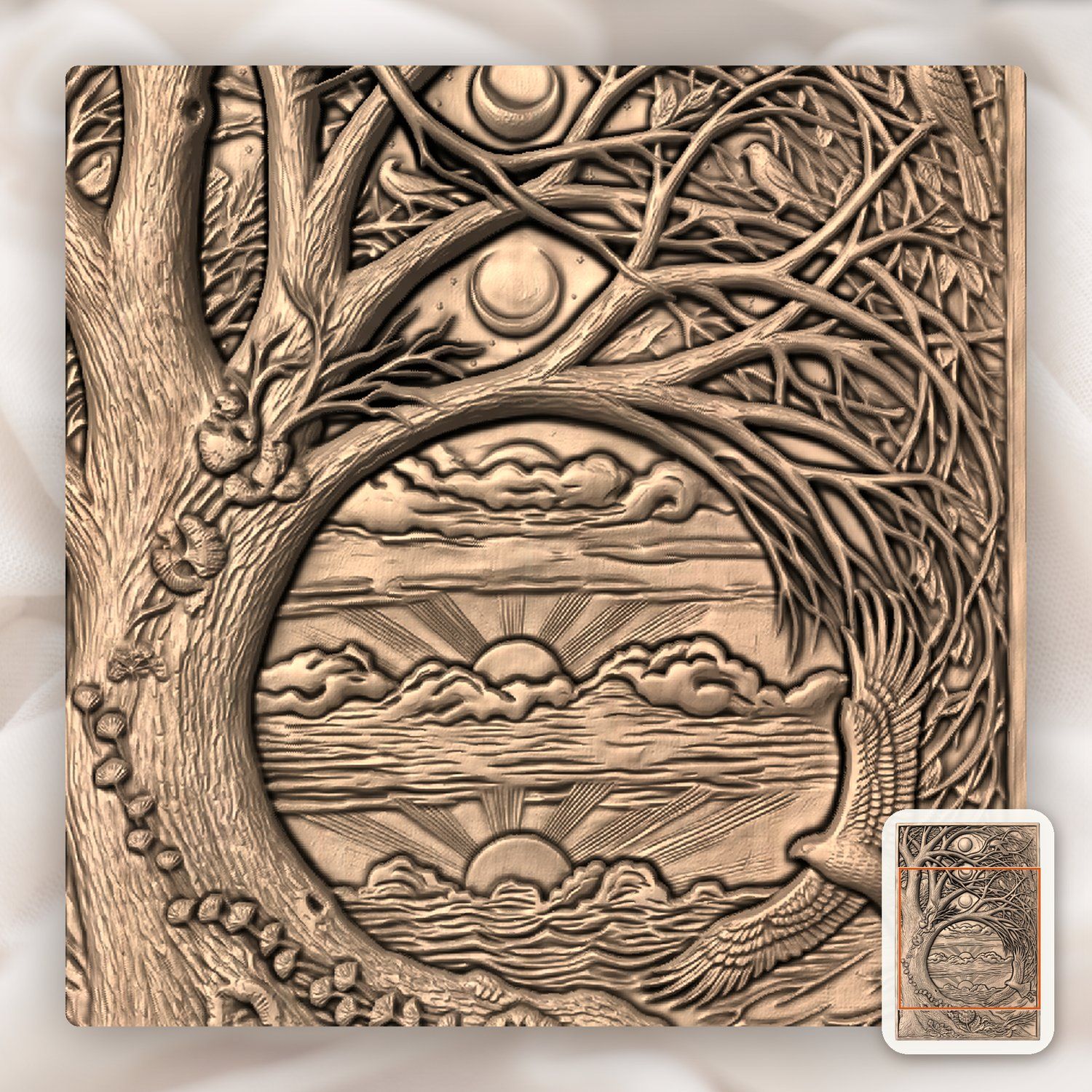 Yggdrasil Tree of Life Moon Phases Nature CNC Relief STL bas-relief STL — view 8