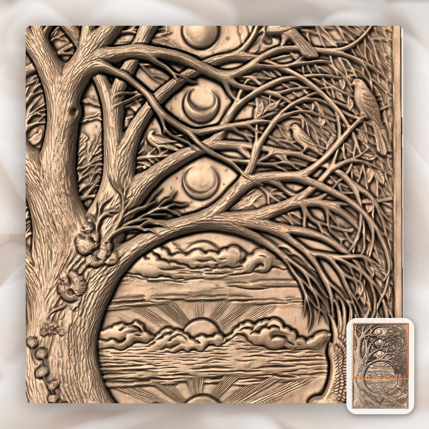Yggdrasil Tree of Life Moon Phases Nature CNC Relief STL bas-relief STL — view 9