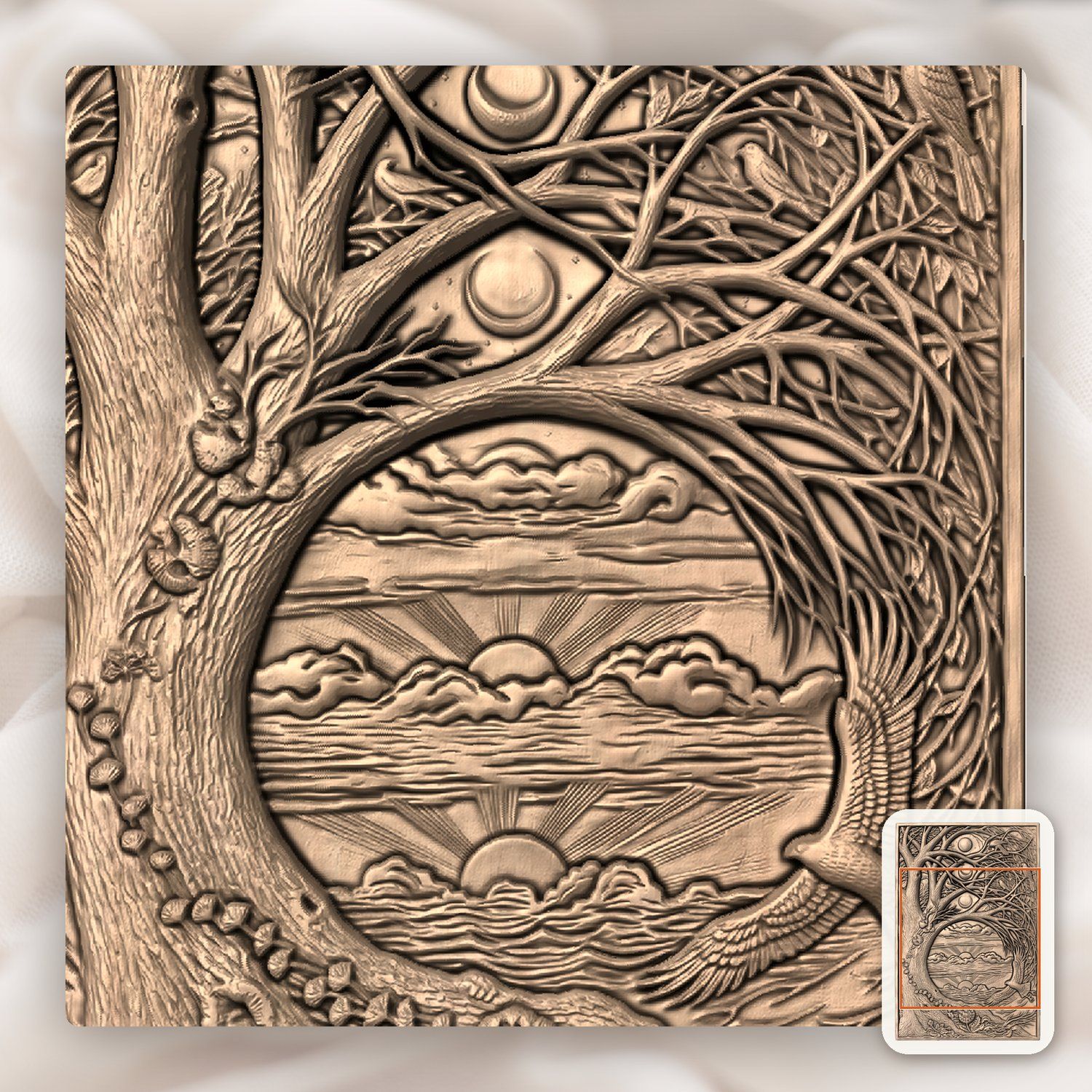 Yggdrasil Tree of Life Moon Phases Nature CNC Relief STL bas-relief STL — view 10