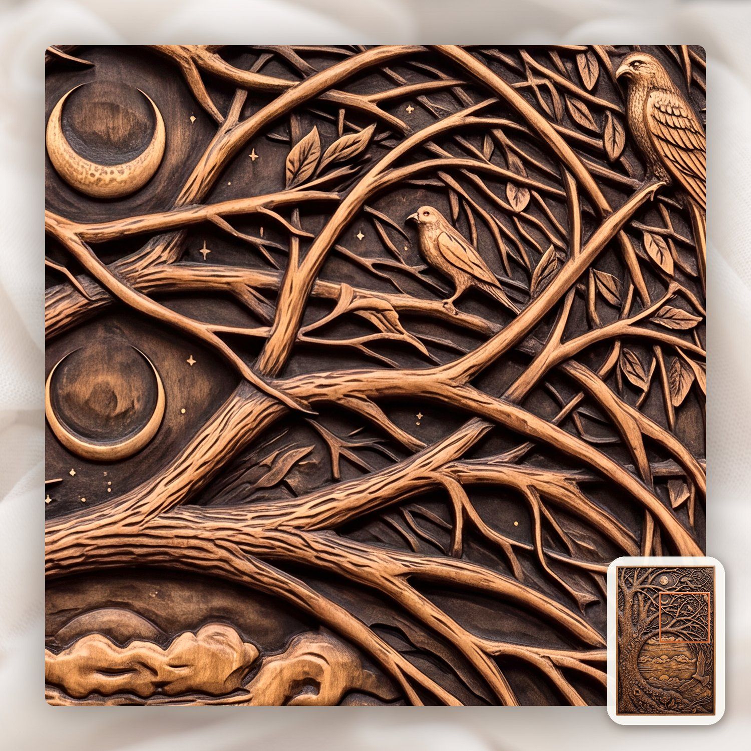 Yggdrasil Tree of Life Moon Phases Nature CNC Relief STL bas-relief STL — view 11