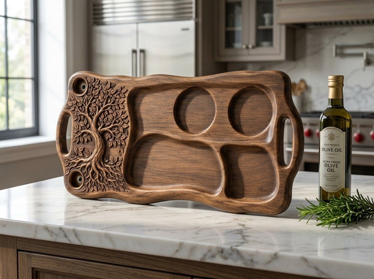 Tree of Life Serving Tray CNC Relief STL bas-relief STL — view 15