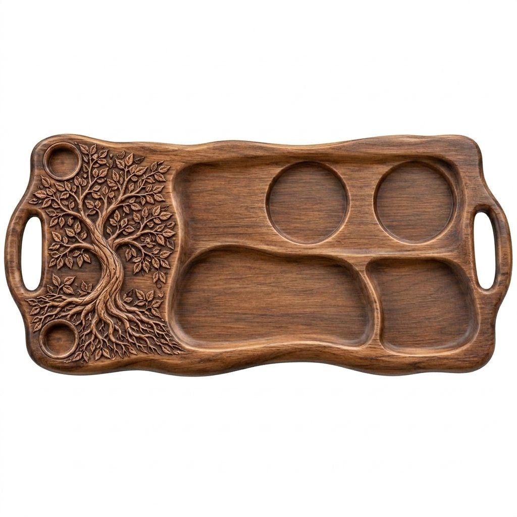 Tree of Life Serving Tray CNC Relief STL bas-relief STL — view 4