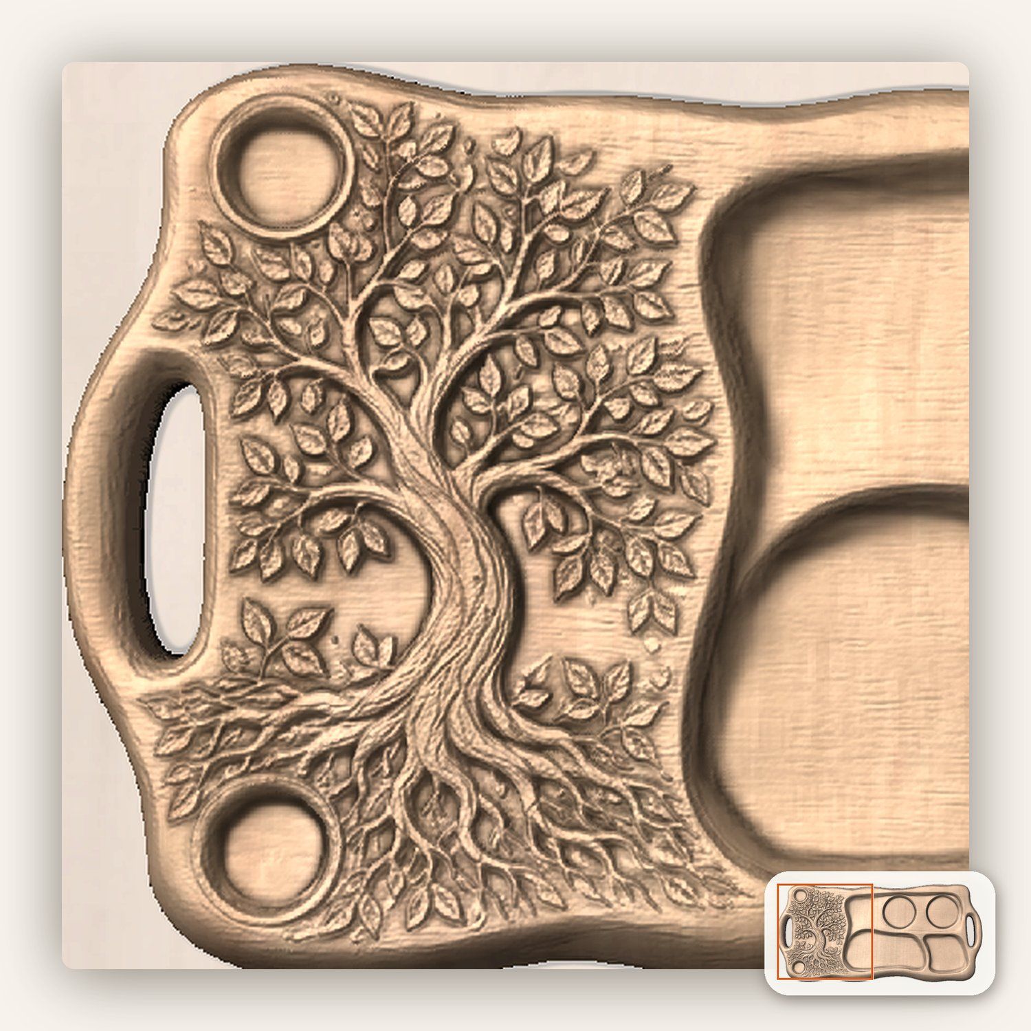 Tree of Life Serving Tray CNC Relief STL bas-relief STL — view 7