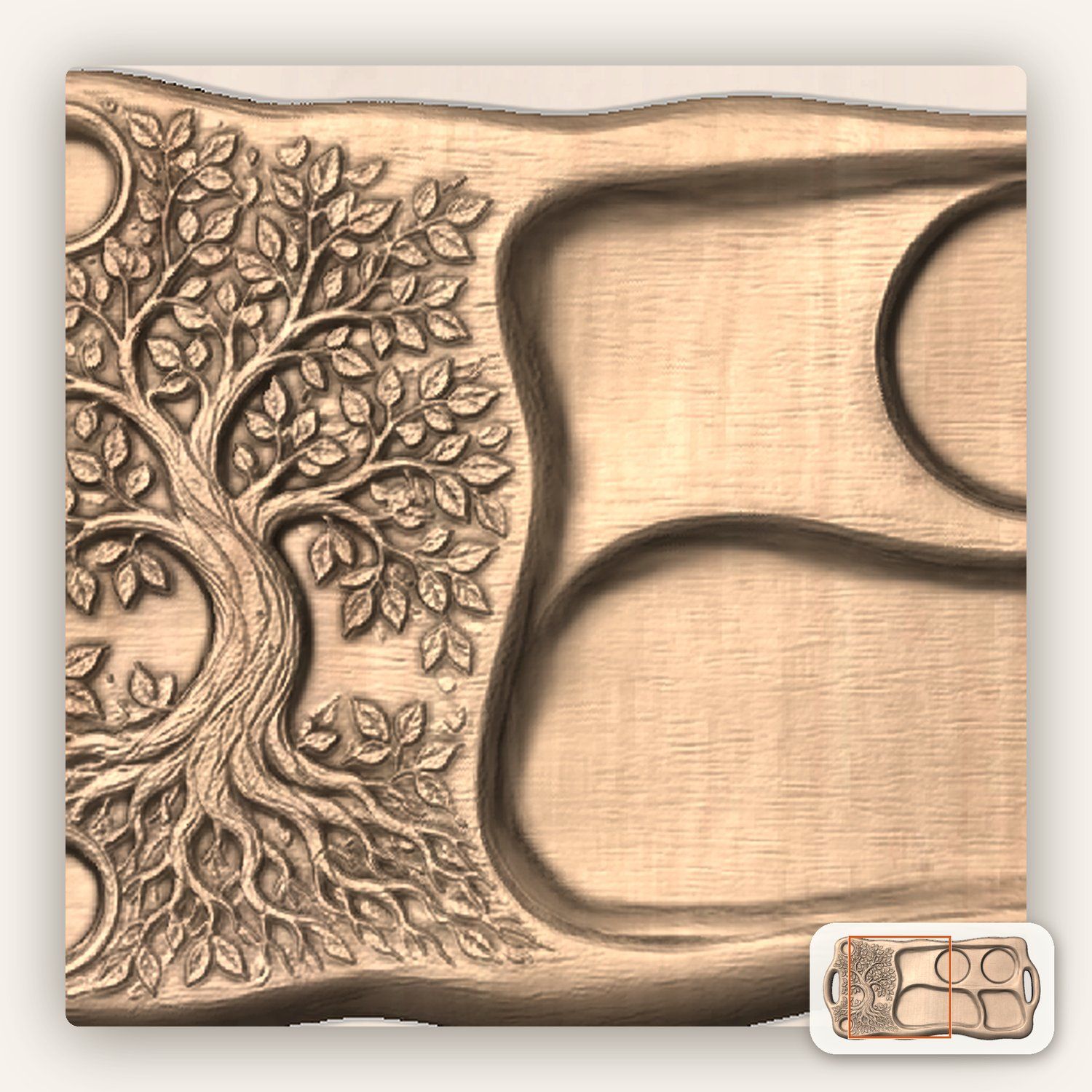 Tree of Life Serving Tray CNC Relief STL bas-relief STL — view 8