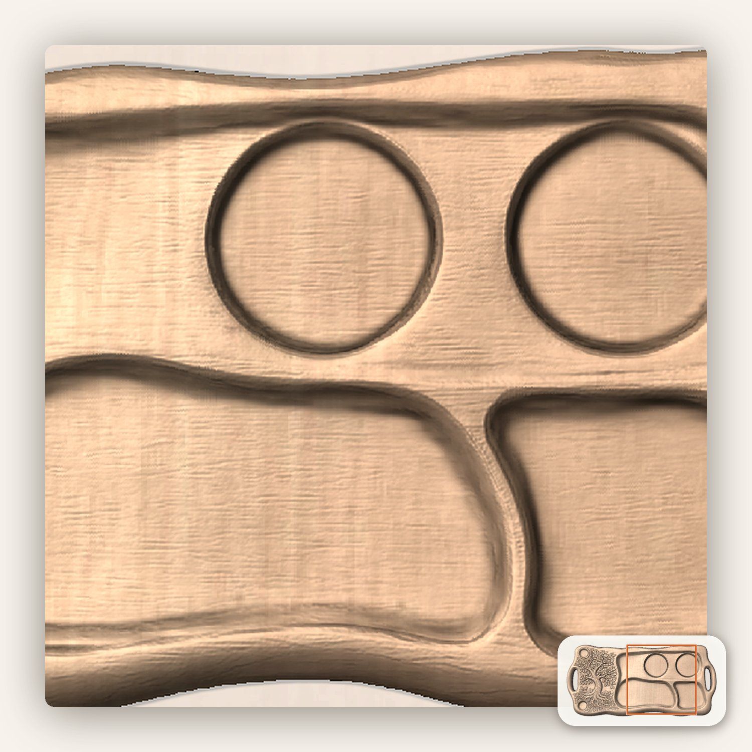 Tree of Life Serving Tray CNC Relief STL bas-relief STL — view 9