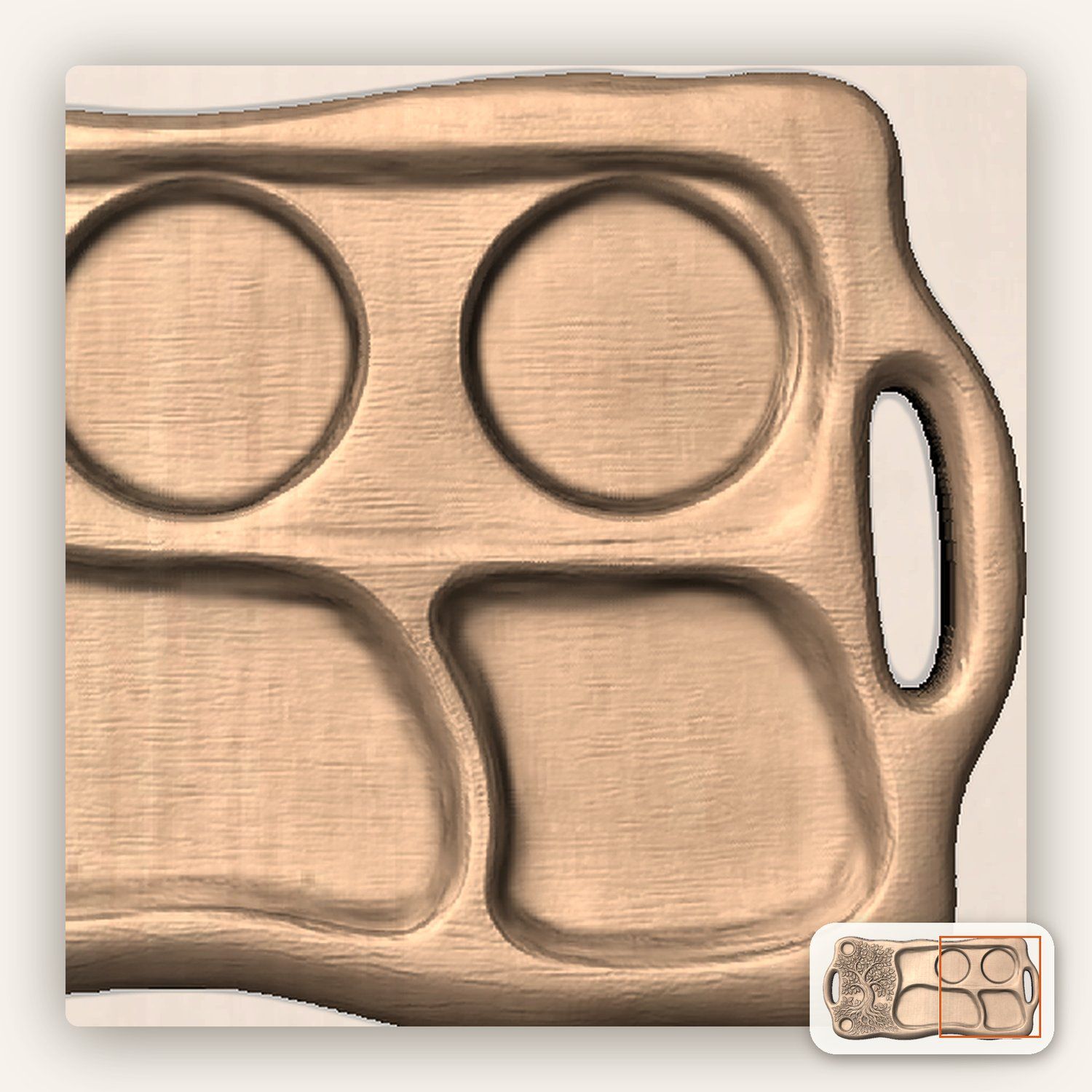Tree of Life Serving Tray CNC Relief STL bas-relief STL — view 10