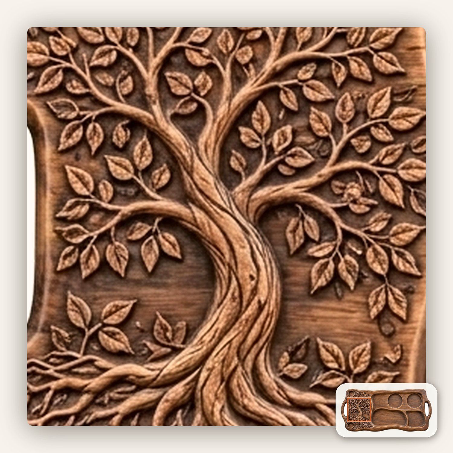 Tree of Life Serving Tray CNC Relief STL bas-relief STL — view 11