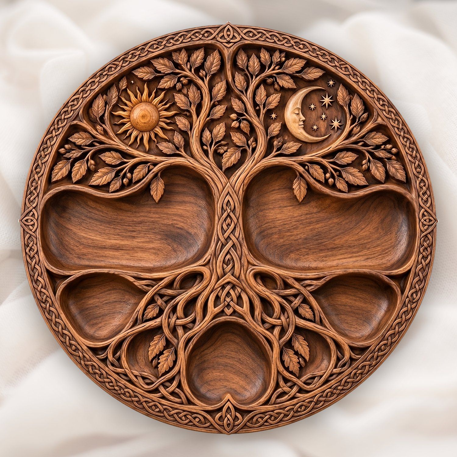 Tree of Life Sun Moon Celtic Platter CNC Relief STL bas-relief STL — view 14