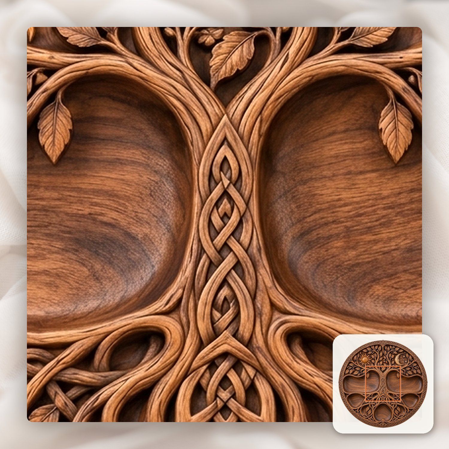 Tree of Life Sun Moon Celtic Platter CNC Relief STL bas-relief STL — view 11